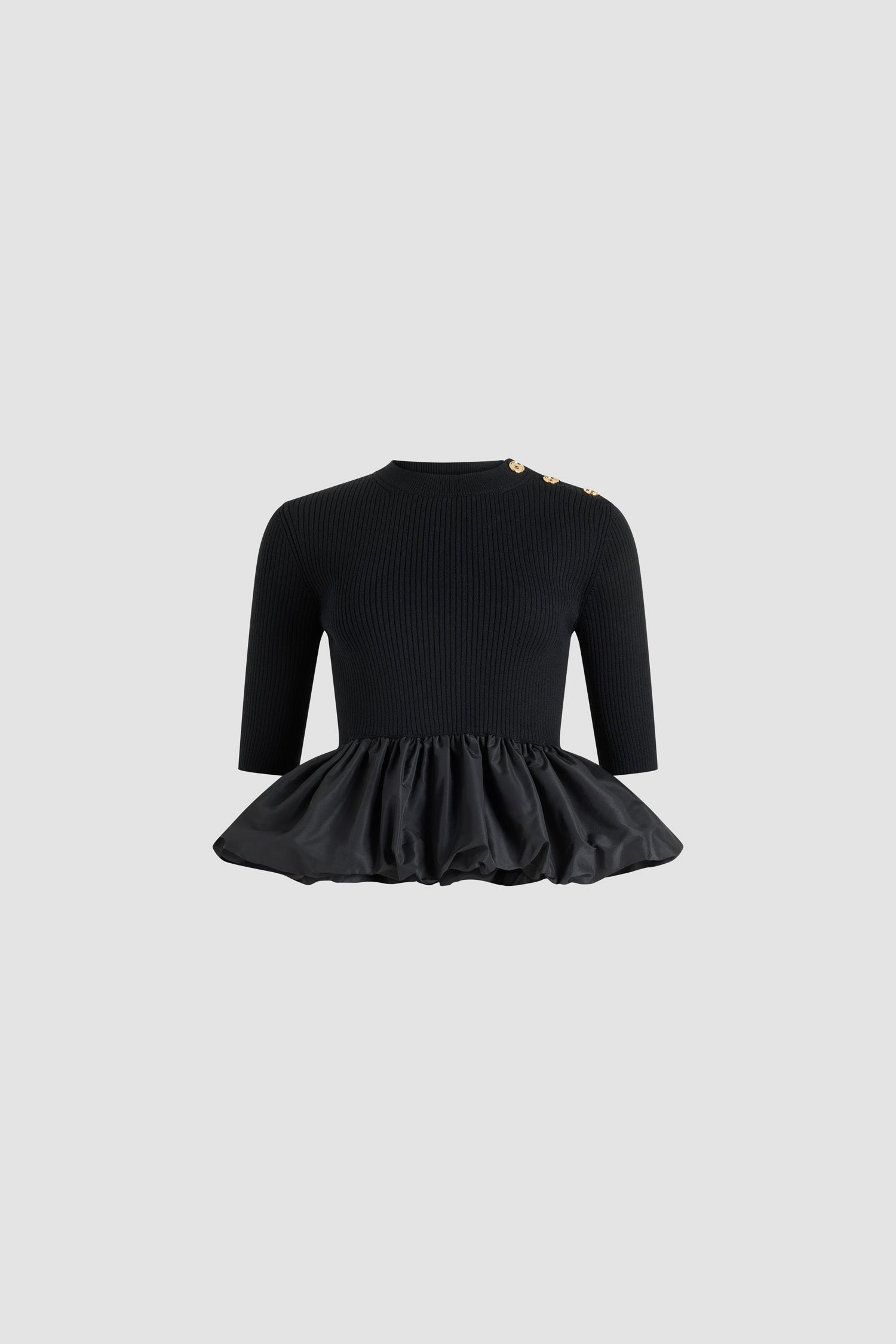 Patou KN273 pull laine noir volant faille