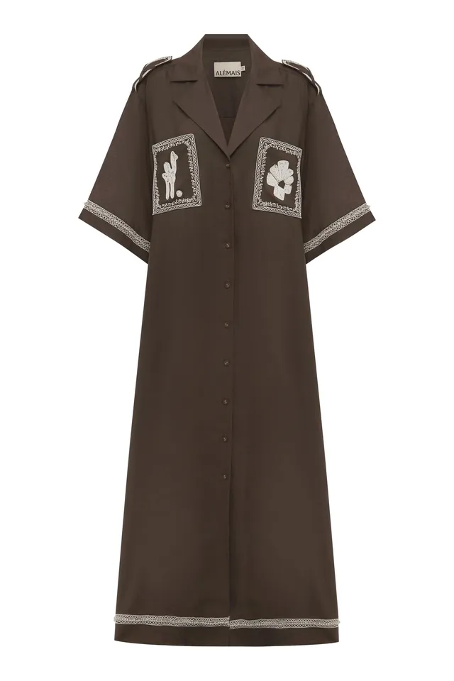 Alemäis Leandra Corded robe chemise ramie brodée