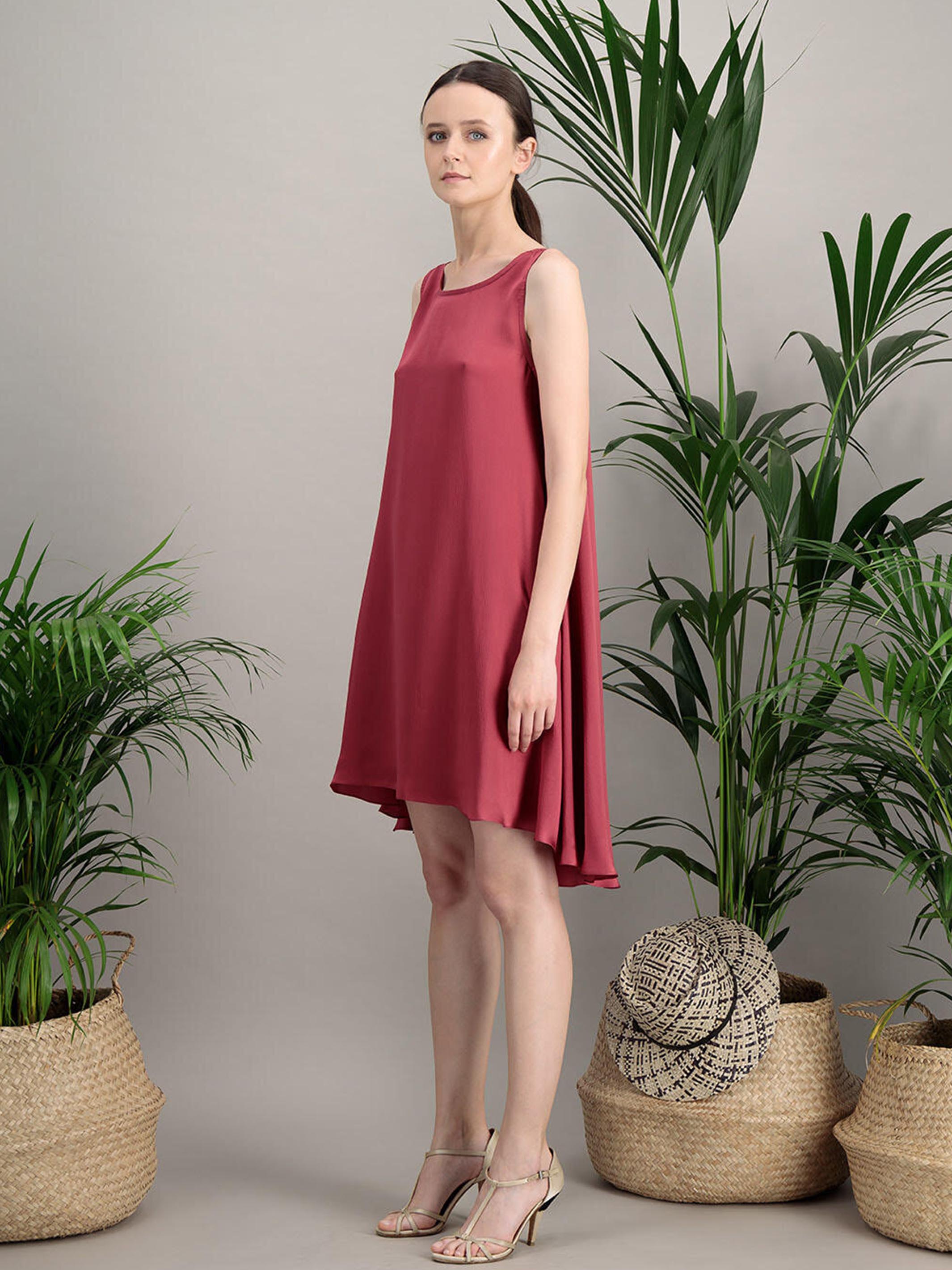Anahide Saint André Aurore robe soie gaufrée rose