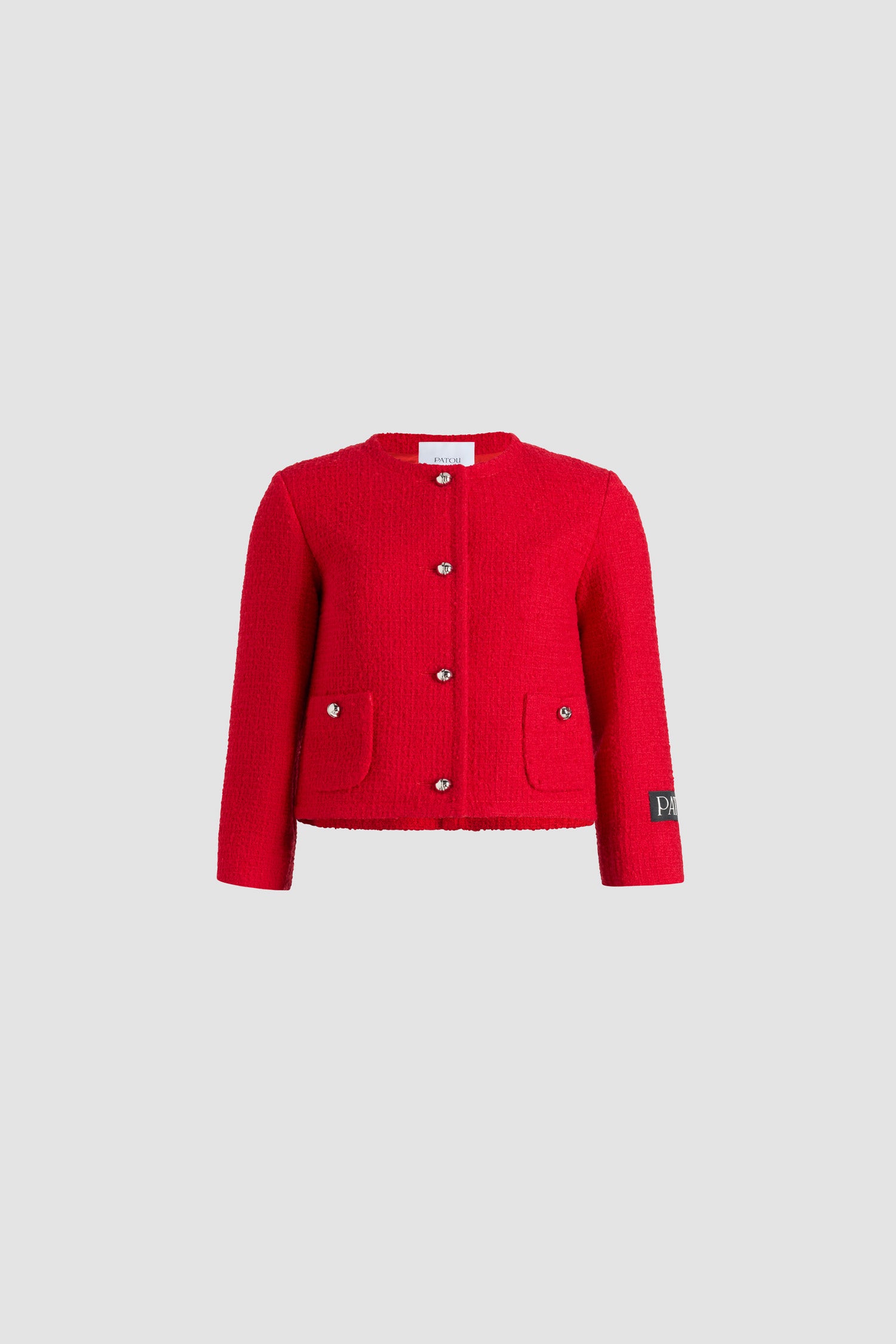 Patou H25JA062 veste tweed laine rouge Scarlet court