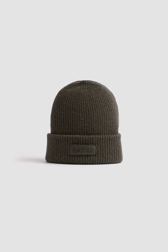 Patou bonnet laine durable Kaki TU côtelé