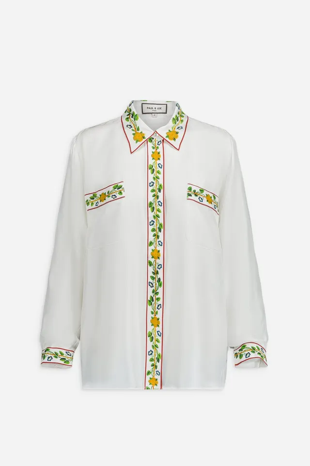 Paul & Joe Emma chemise twill soie Blanc droite poches