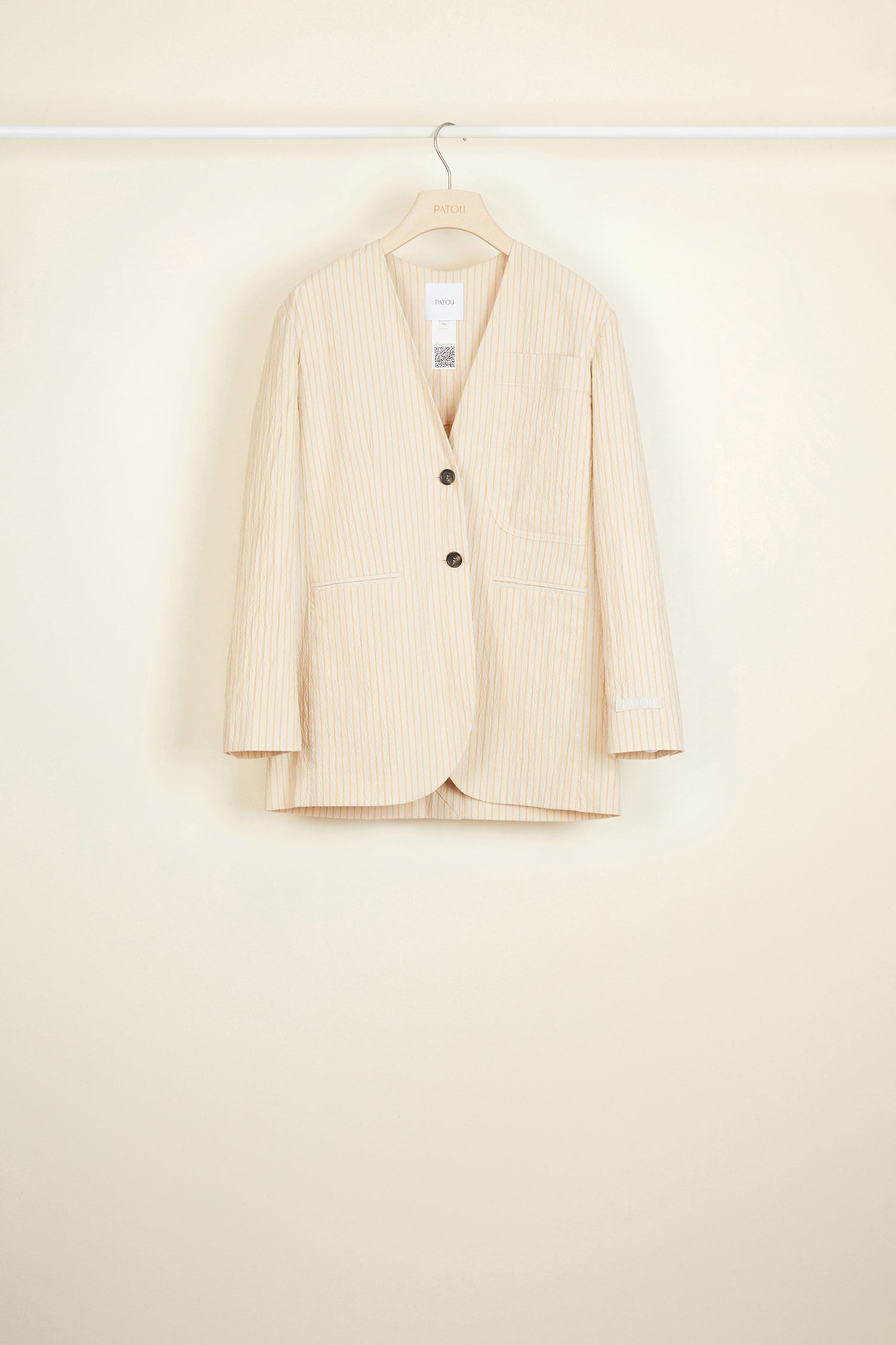 Patou JA008 veste seersucker miel sans col oversize