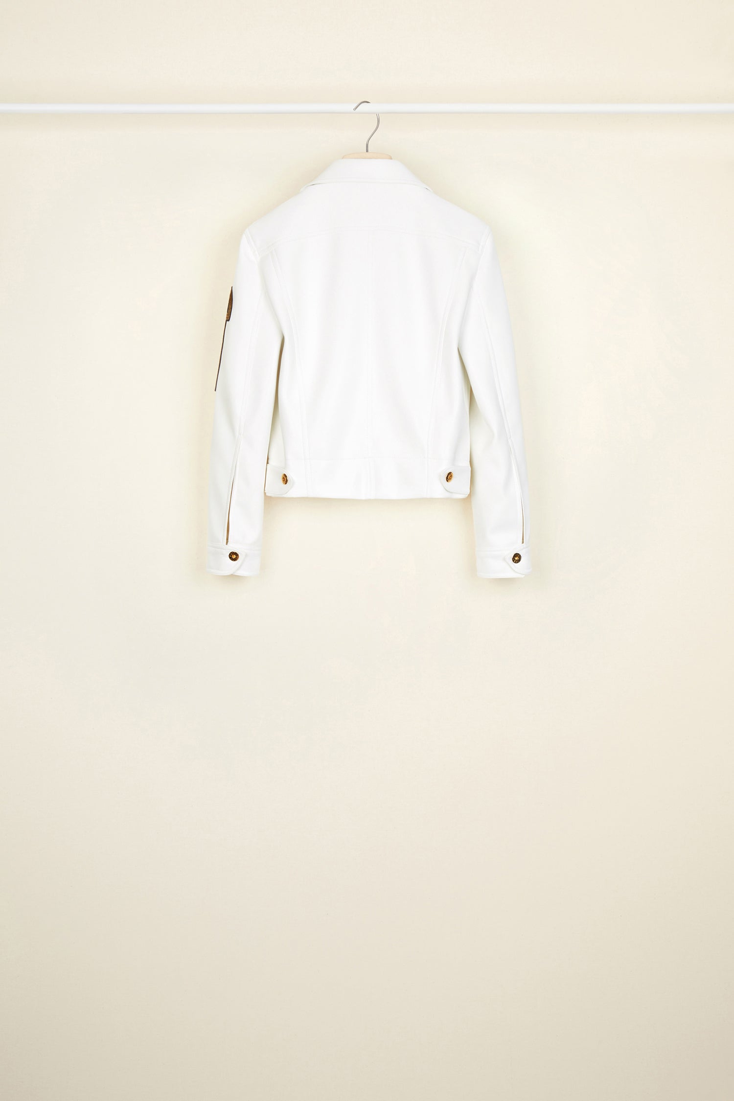 Patou OU001 veste faux cuir ivoire 34-42 brodée