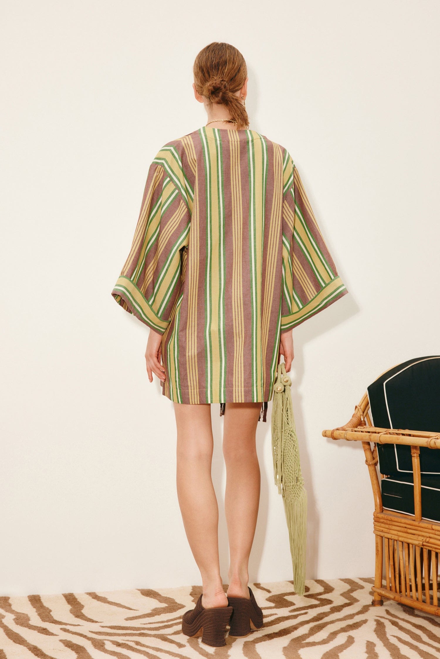 Alemais Clover robe mini coton bio rayée col V