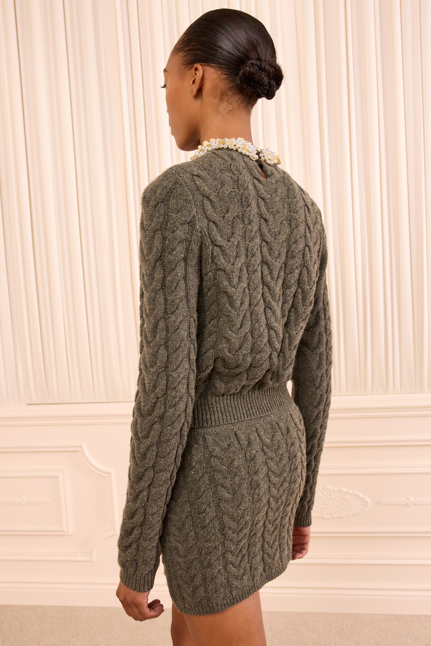 Ulla Johnson Lola mini jupe maille Militaire