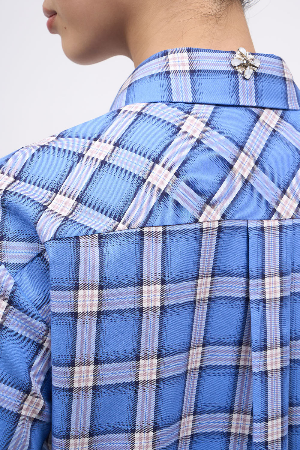 Paul & Joe Carat chemise popeline carreaux bleue coton