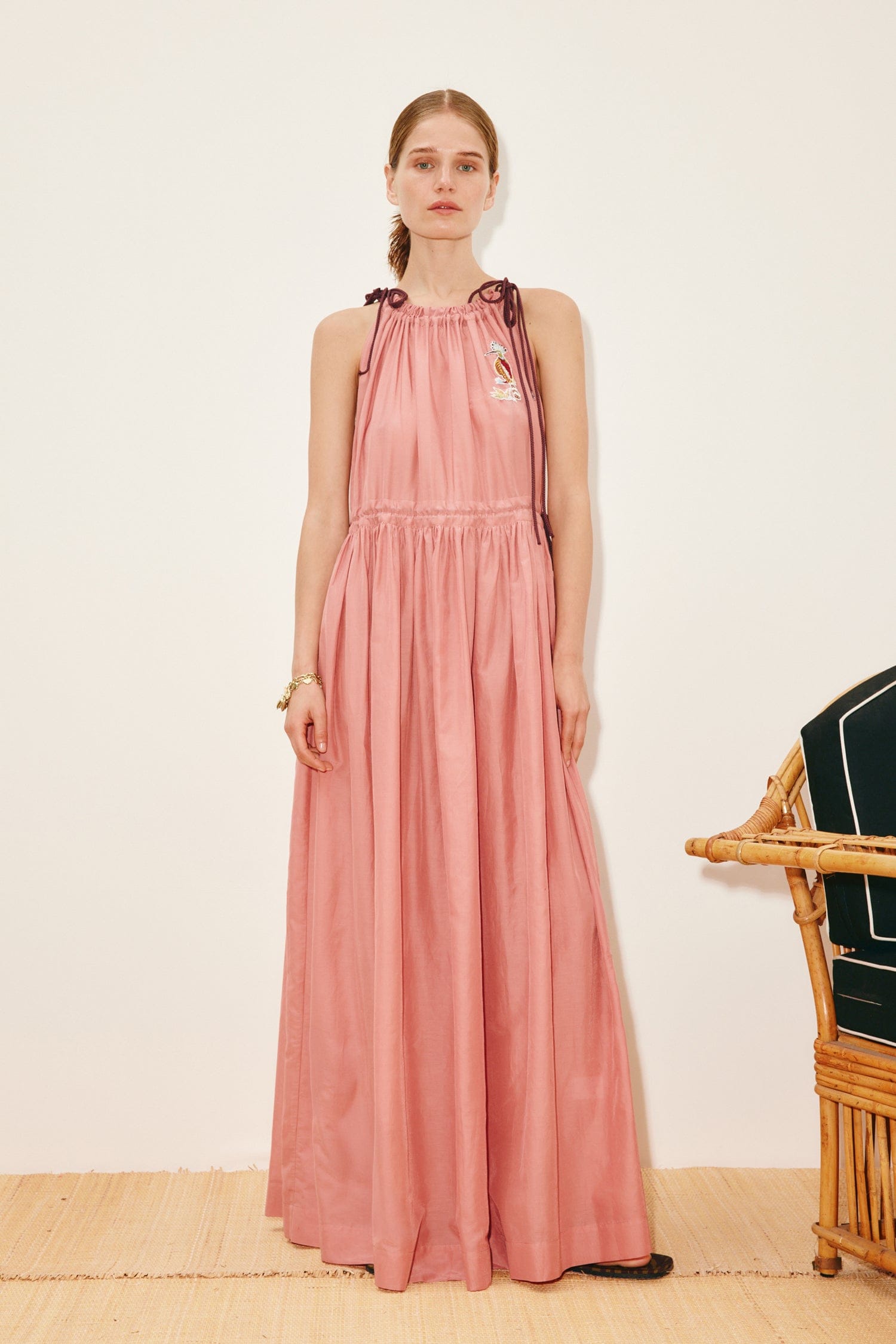 Alemais Zuri robe maxi brodée coton et soie