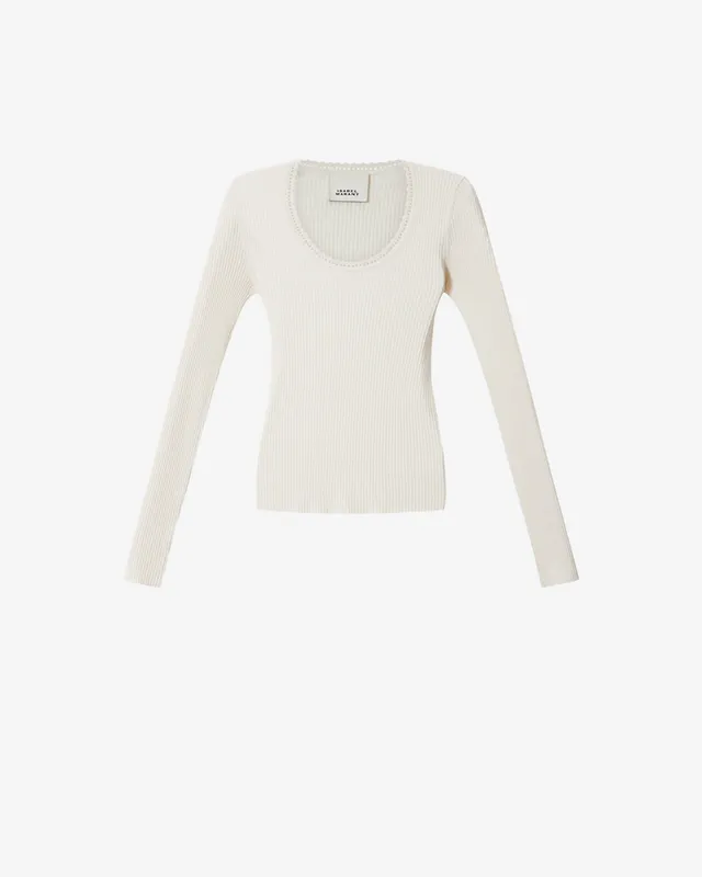 Isabel Marant Selenie pull soie écru col rond ajusté