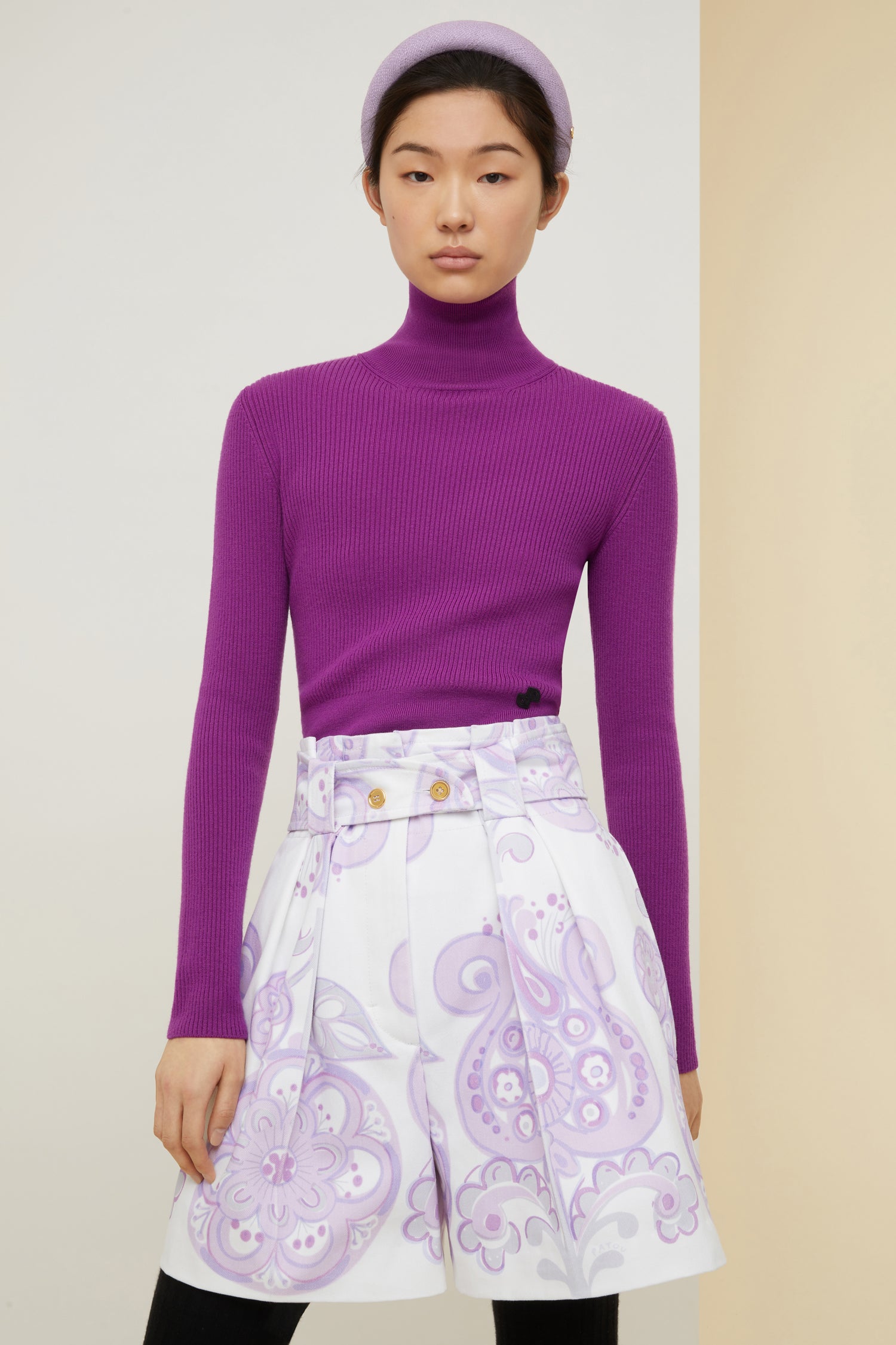 Patou Knitwear A21KN0588040498P pull améthyste col montant