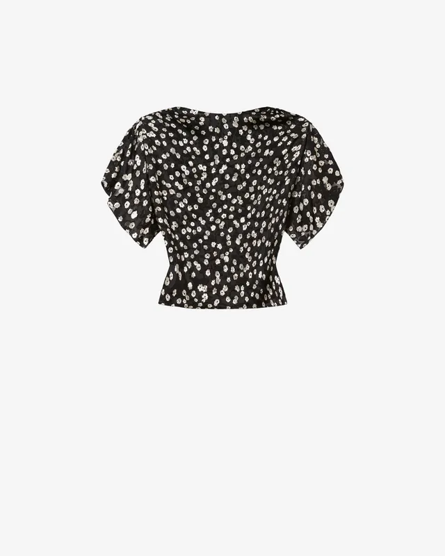 Isabel Marant Hervane top soie noir et écru