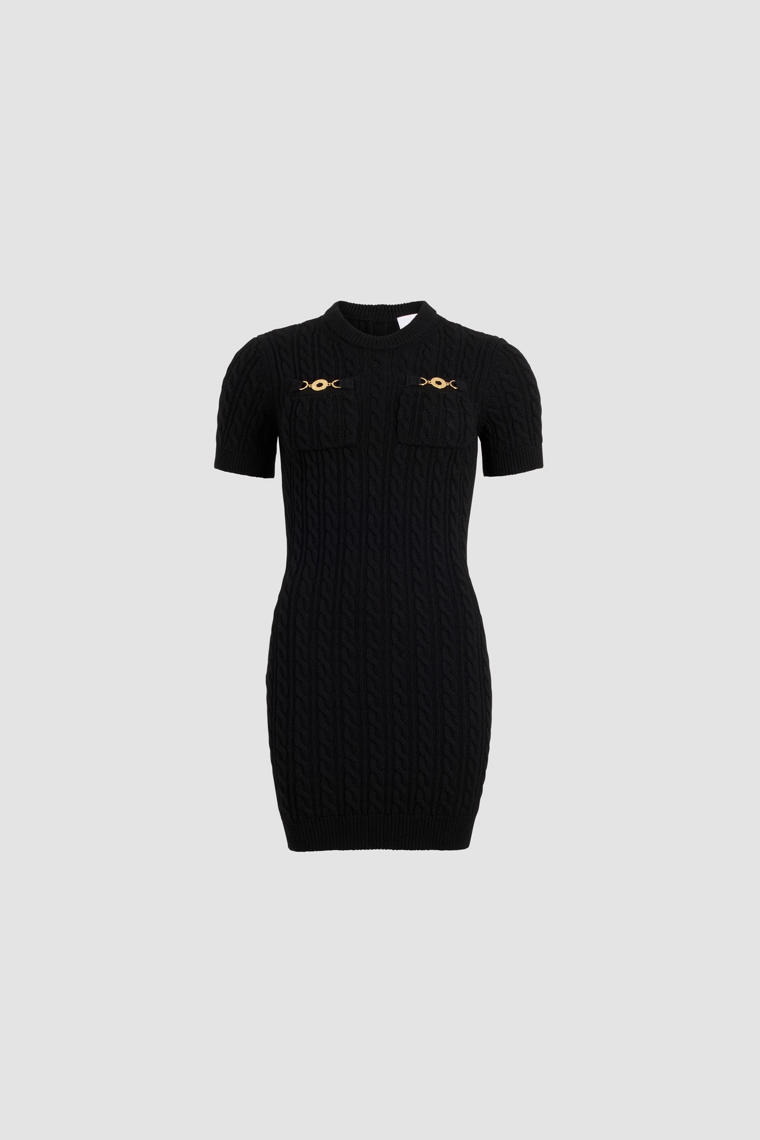Patou Cable mini dress robe noire laine cachemire XS-XL