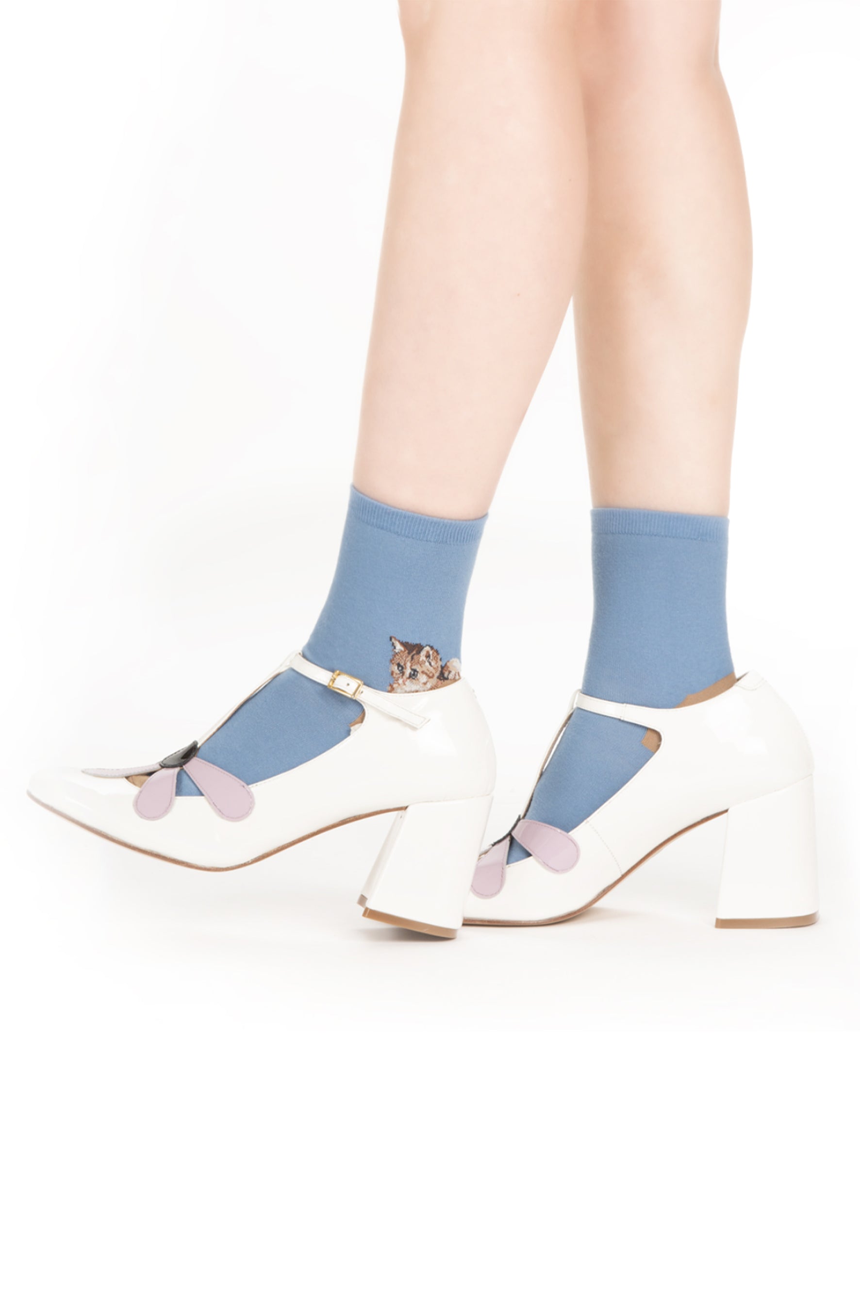 Paul & Joe Nounette chaussettes mi-hautes rose chat 36-39