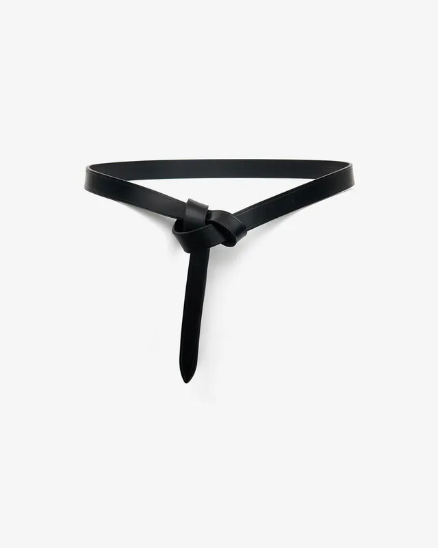 Isabel Marant Kirka ceinture cuir noir à nouer 2 cm