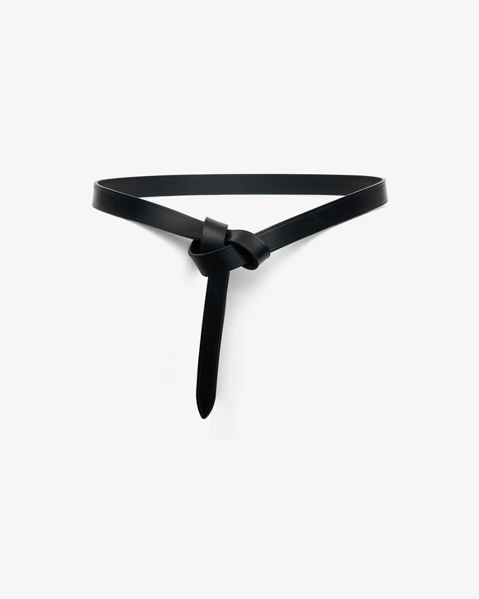 Isabel Marant Kirka ceinture cuir noir à nouer 2 cm