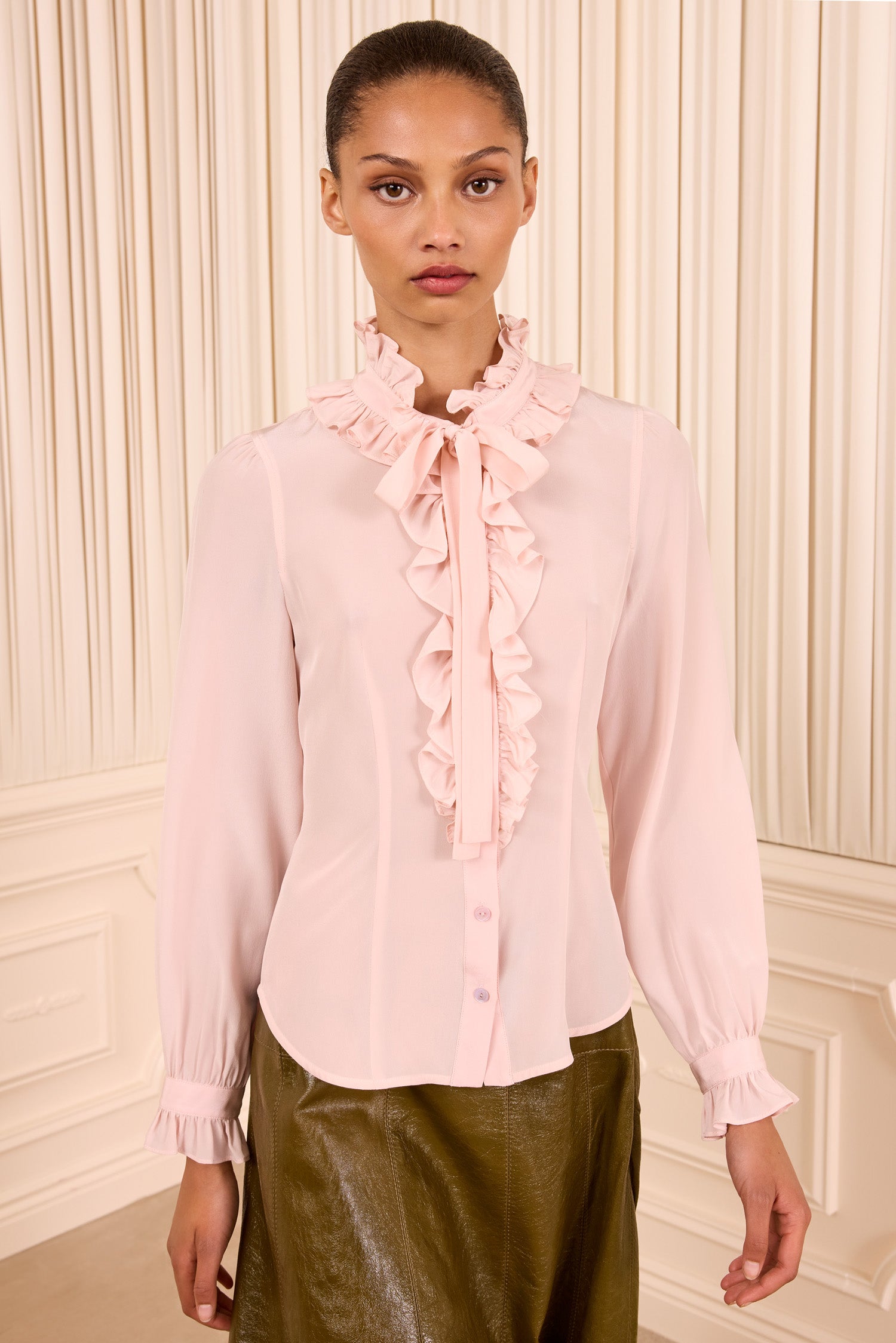 Ulla Johnson Catroux Long Sleeve Silk Blouse blouse soie Powder