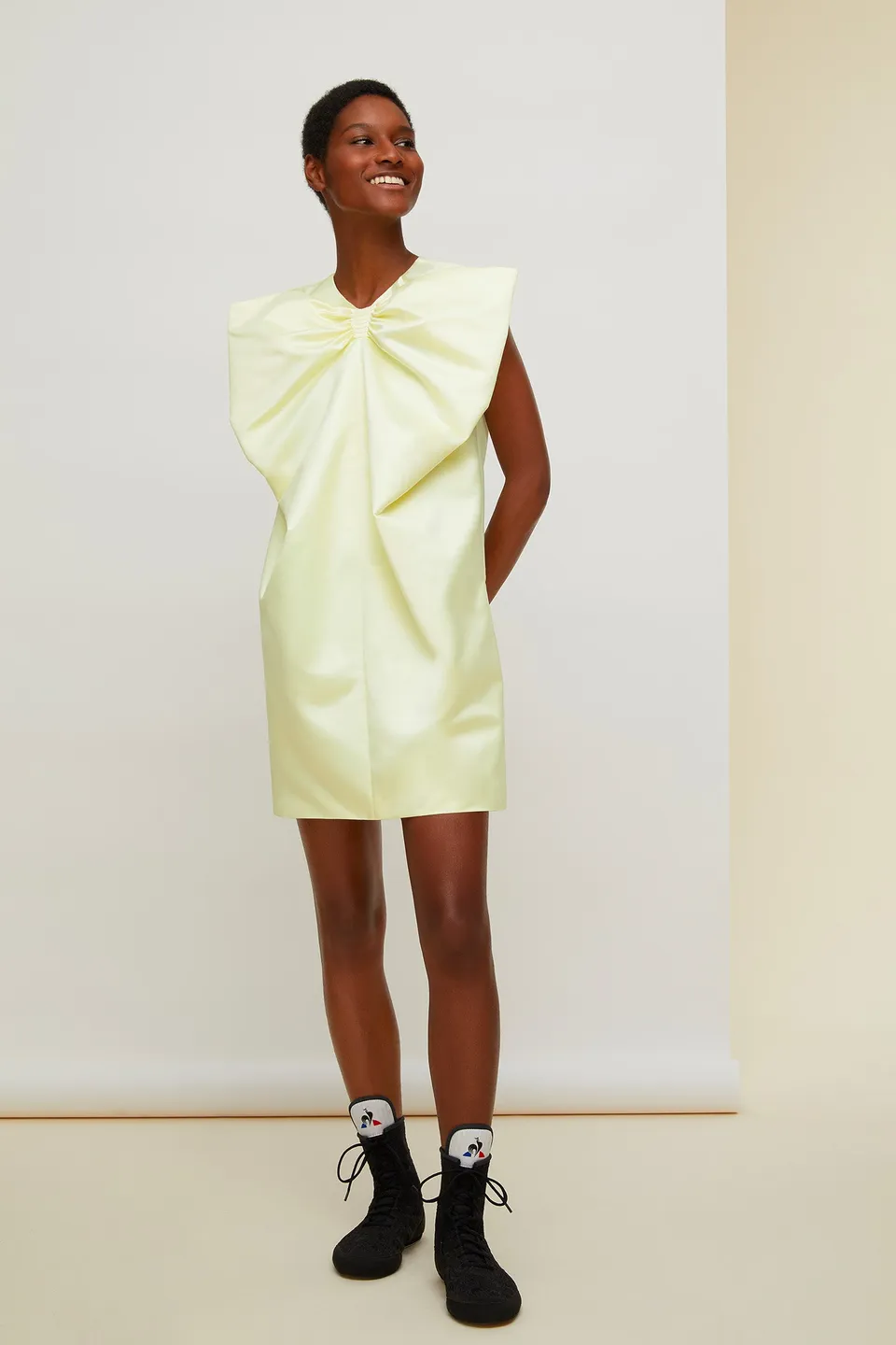 Patou Dresses H20DR0250010202Y robe jaune noeud satin