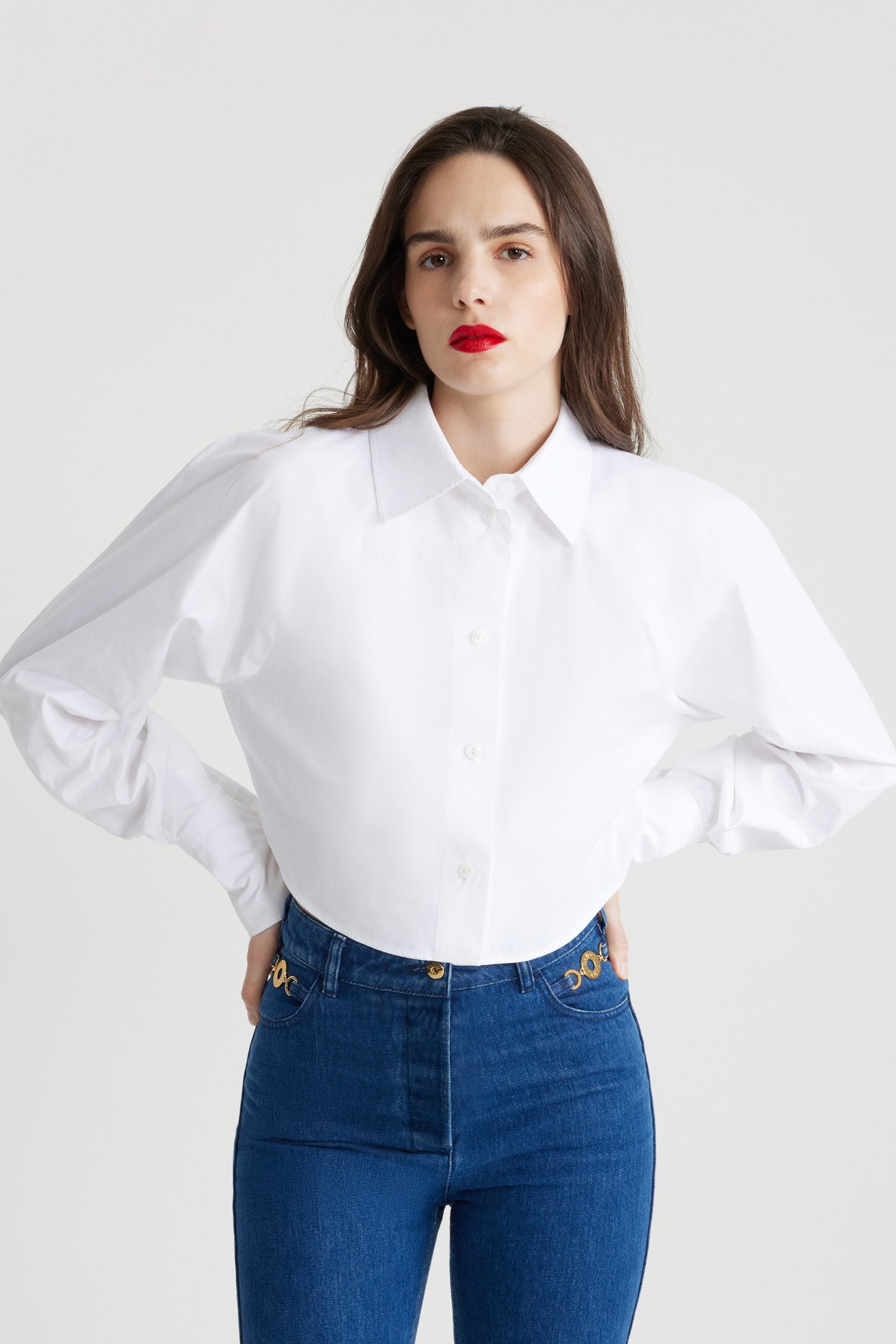 Patou BL0330017001W chemise cropped blanche coton bio