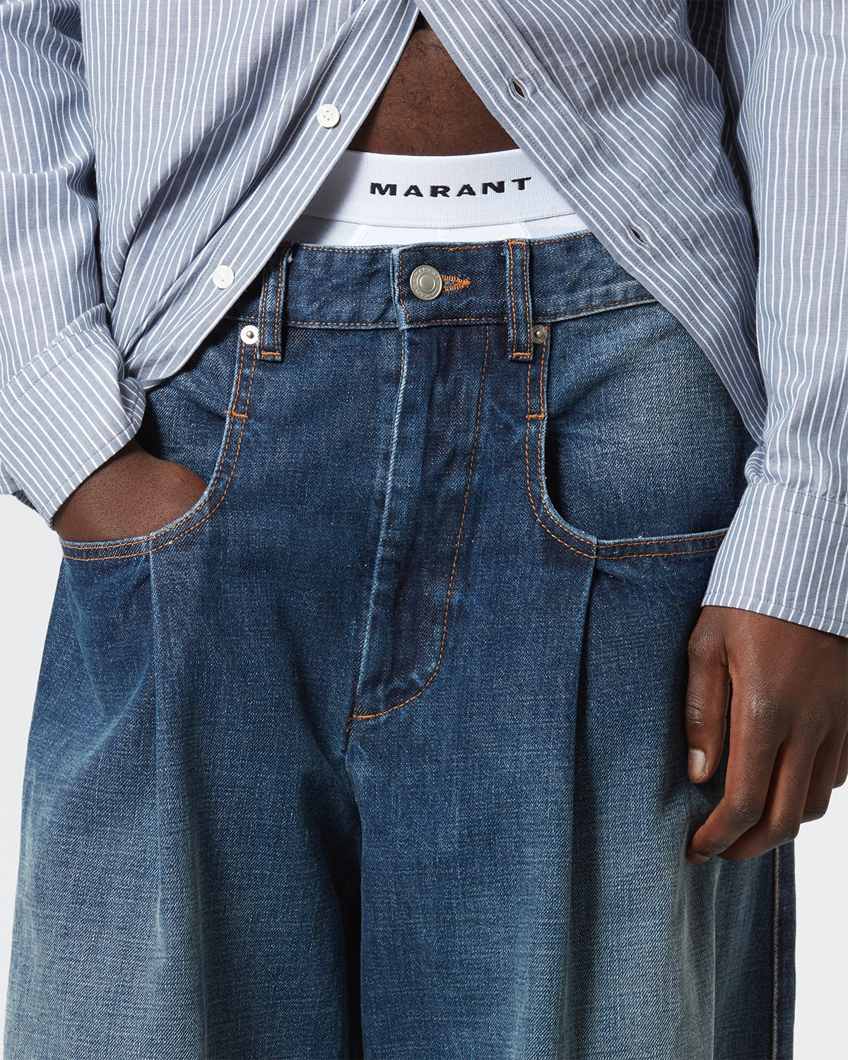 Isabel Marant Benji slip blanc taille élastique logo
