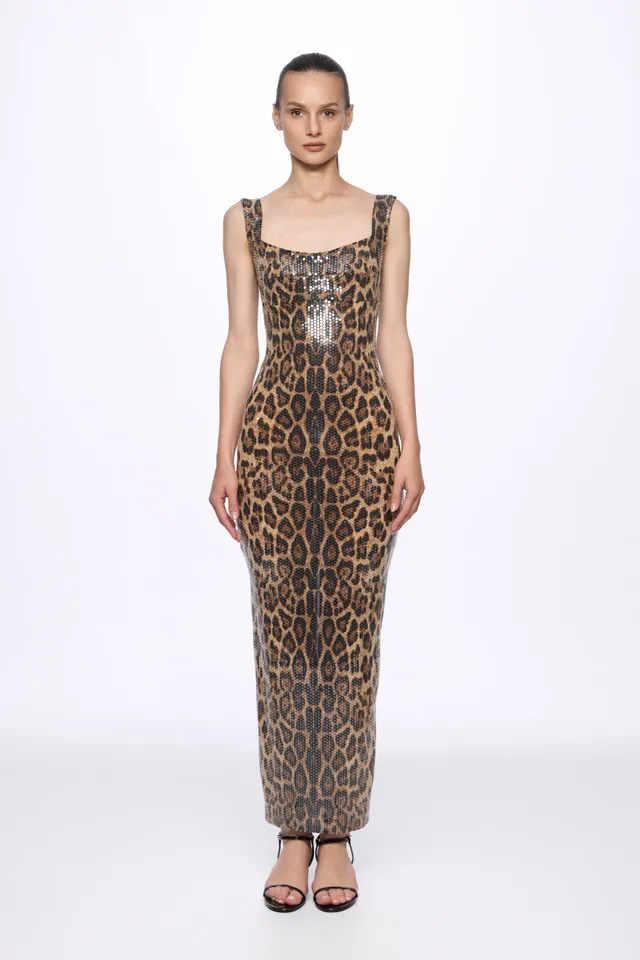 ATU Body Couture robe midi sequins imprimé léopard