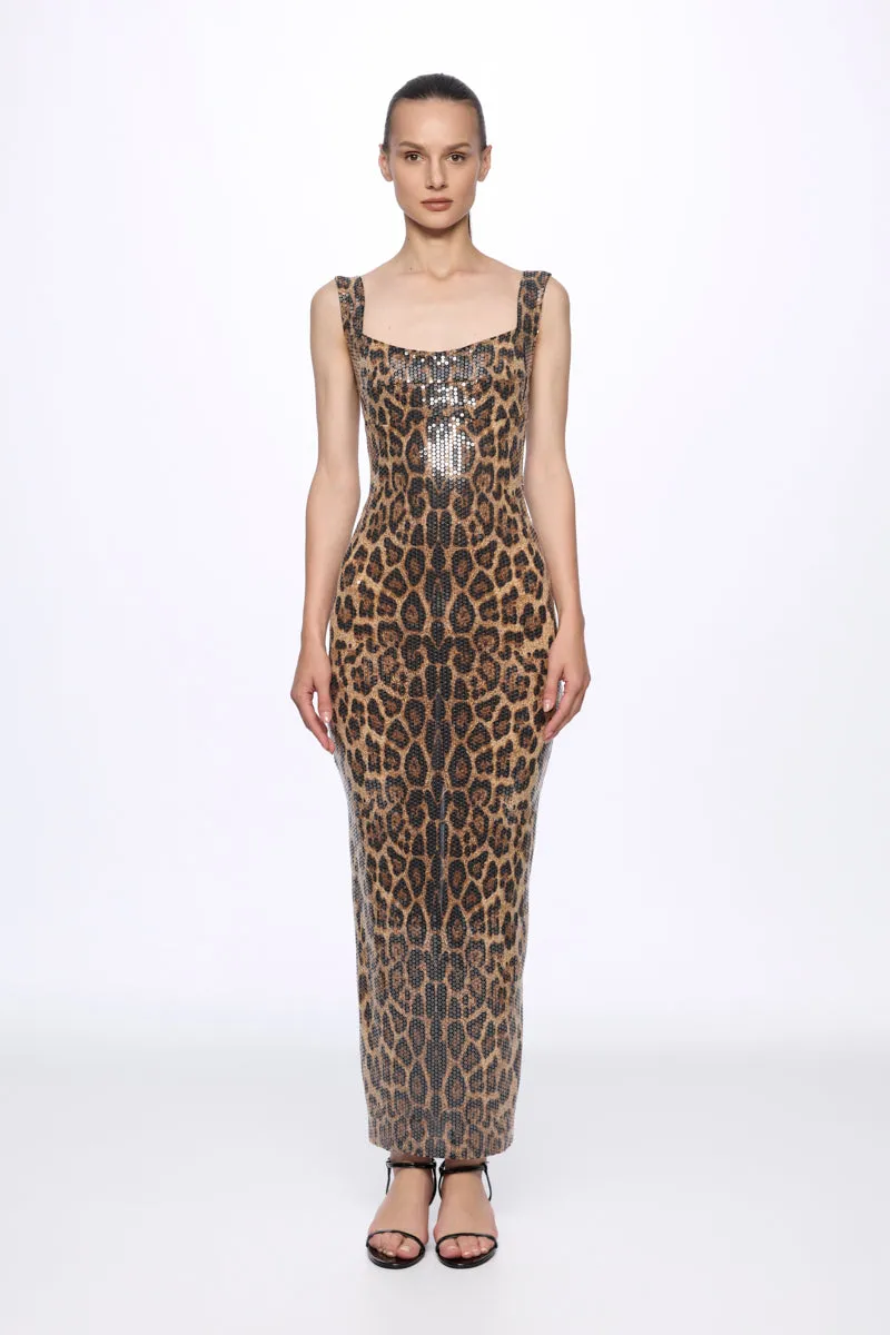 ATU Body Couture robe midi sequins imprimé léopard
