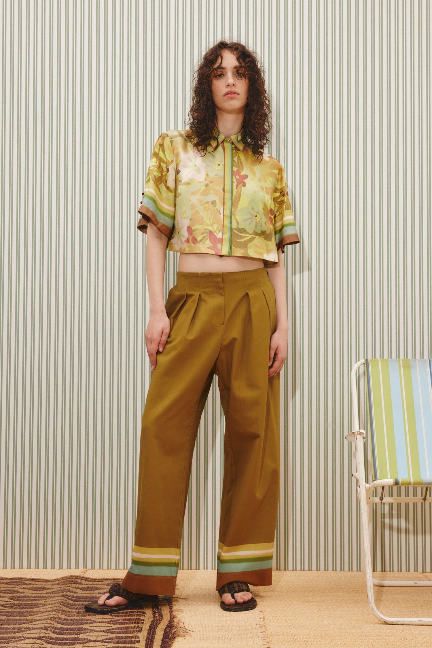 Alemaïs Maxi Cropped Shirt chemisier coton imprimé