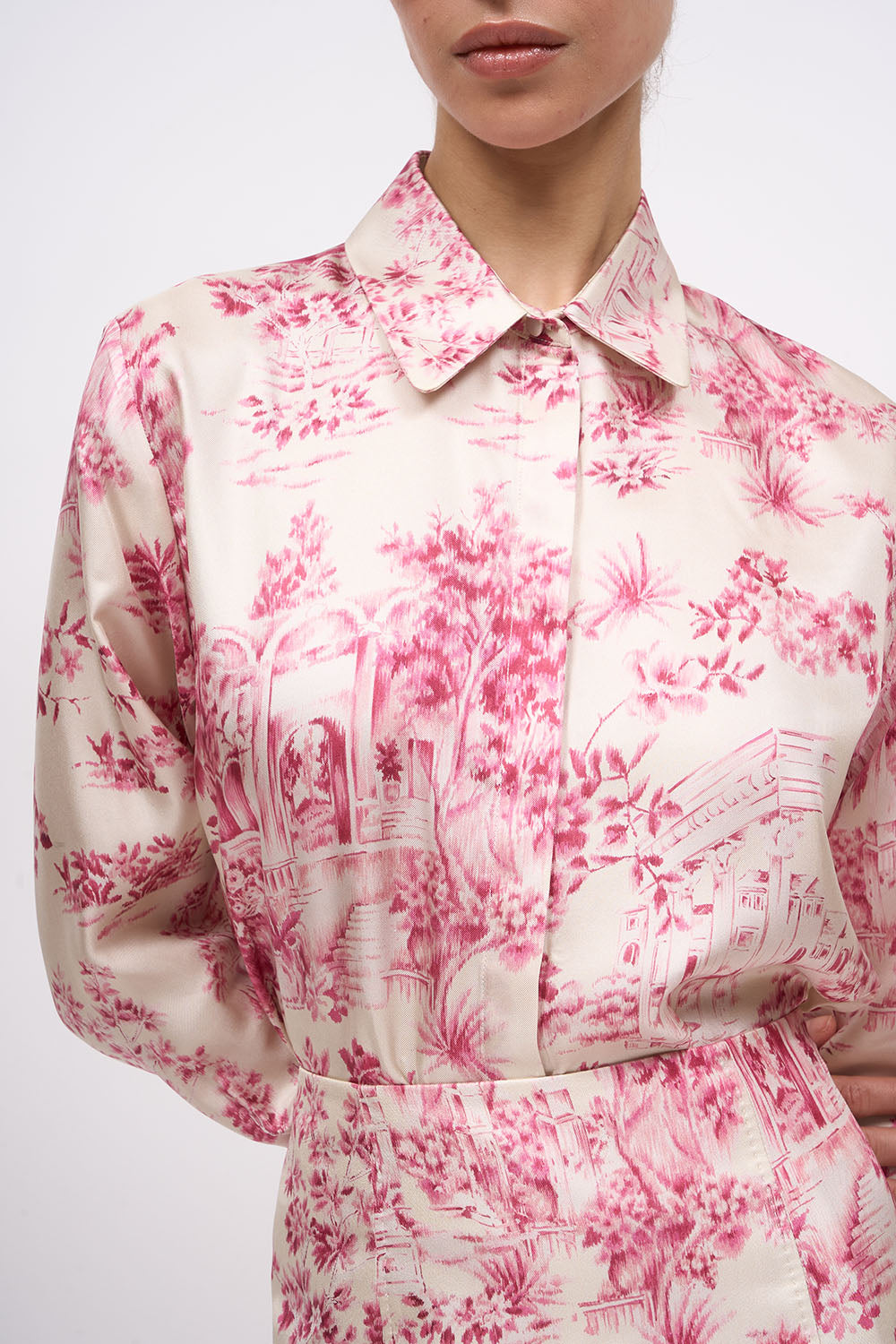 Paul & Joe Gardenia chemise soie rose toile de Jouy