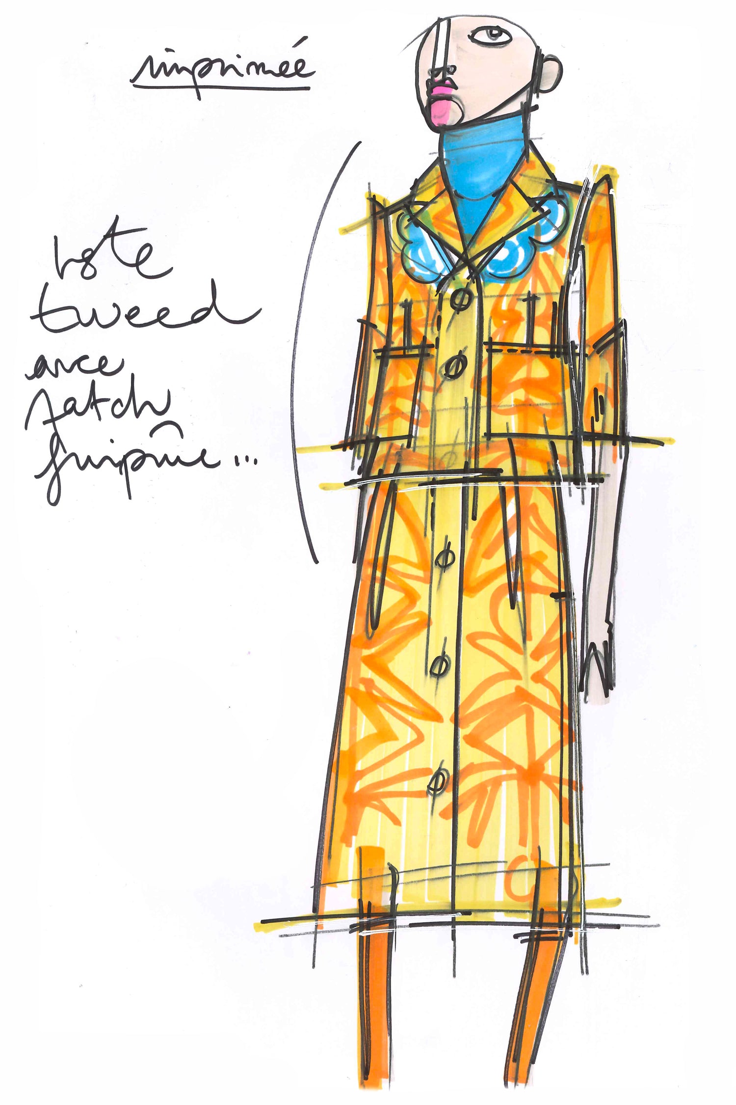 Patou JA018 veste box tweed bio imprimé honey flower
