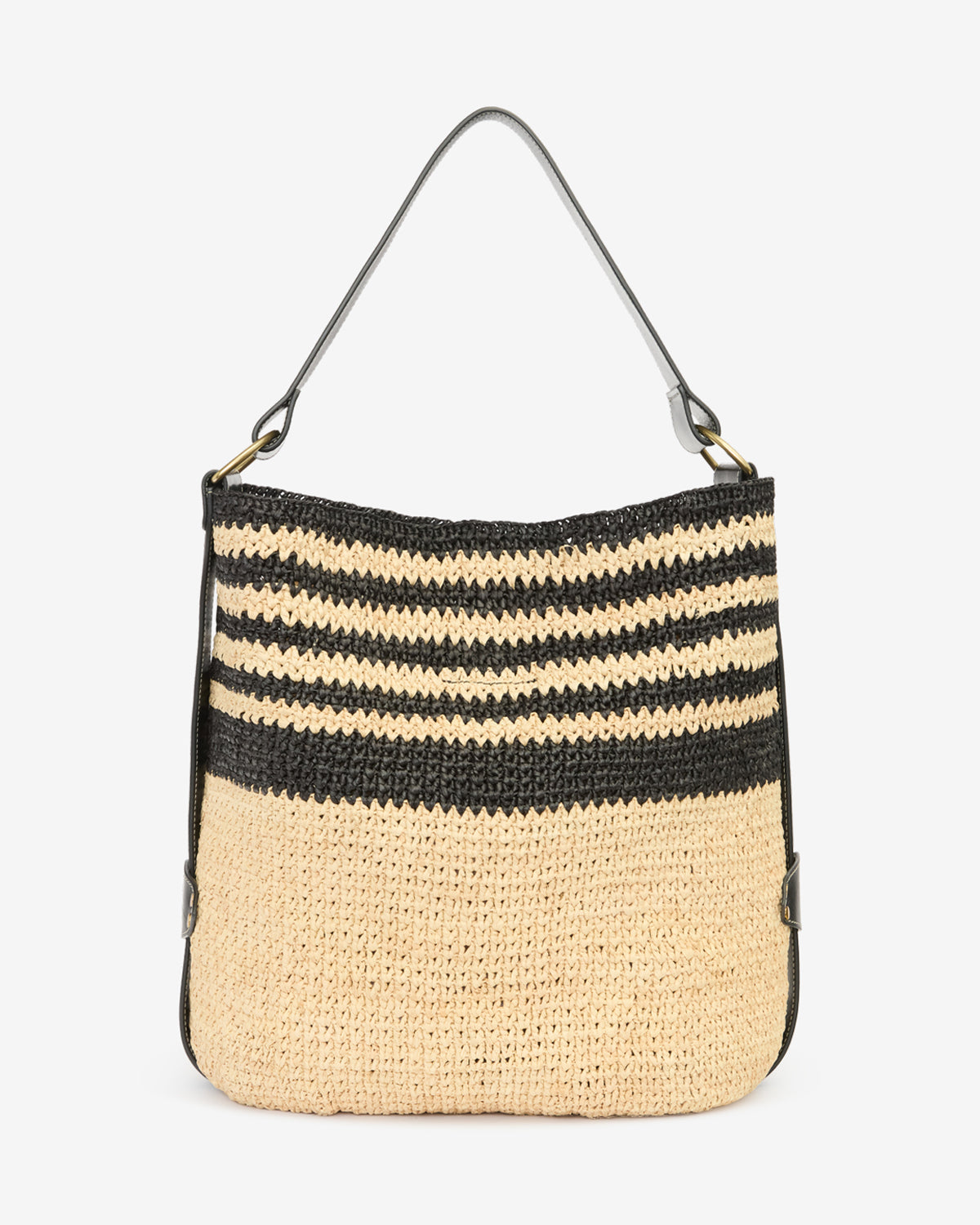 Isabel Marant Bayia sac raphia noir naturel 37 cm