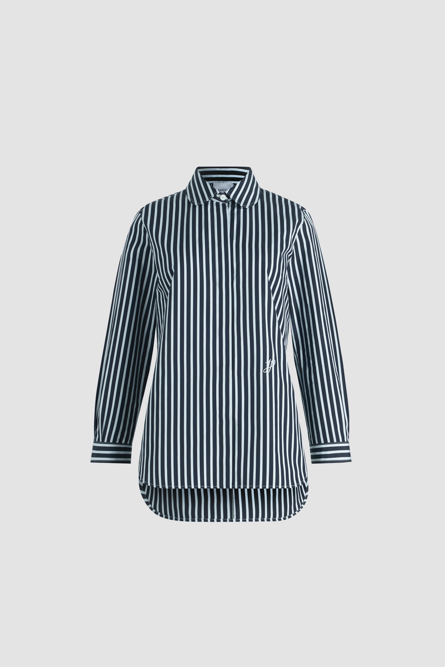 Patou BL039 chemise marine rayée popeline coton bio