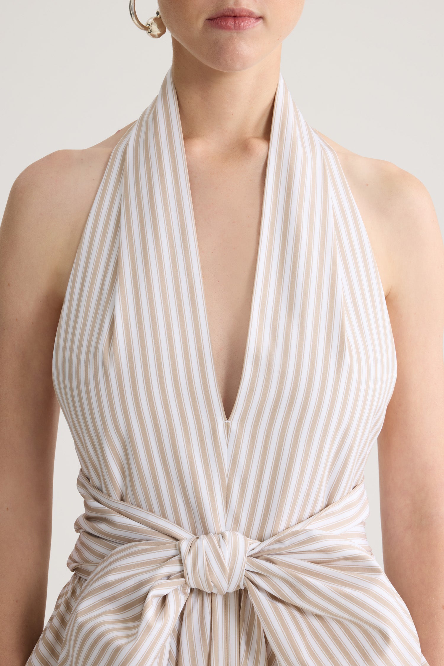 Patou DR243 robe midi rayée coton bio col licou