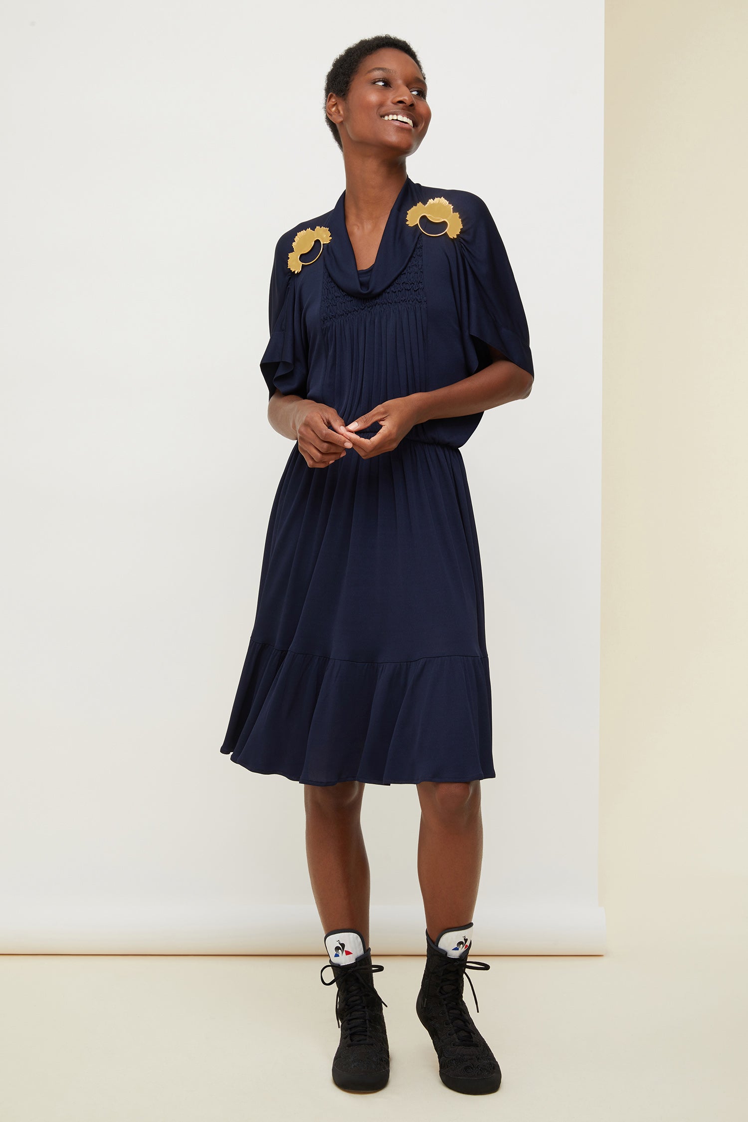 Patou DR0130036681N robe midi bleu saphir jersey