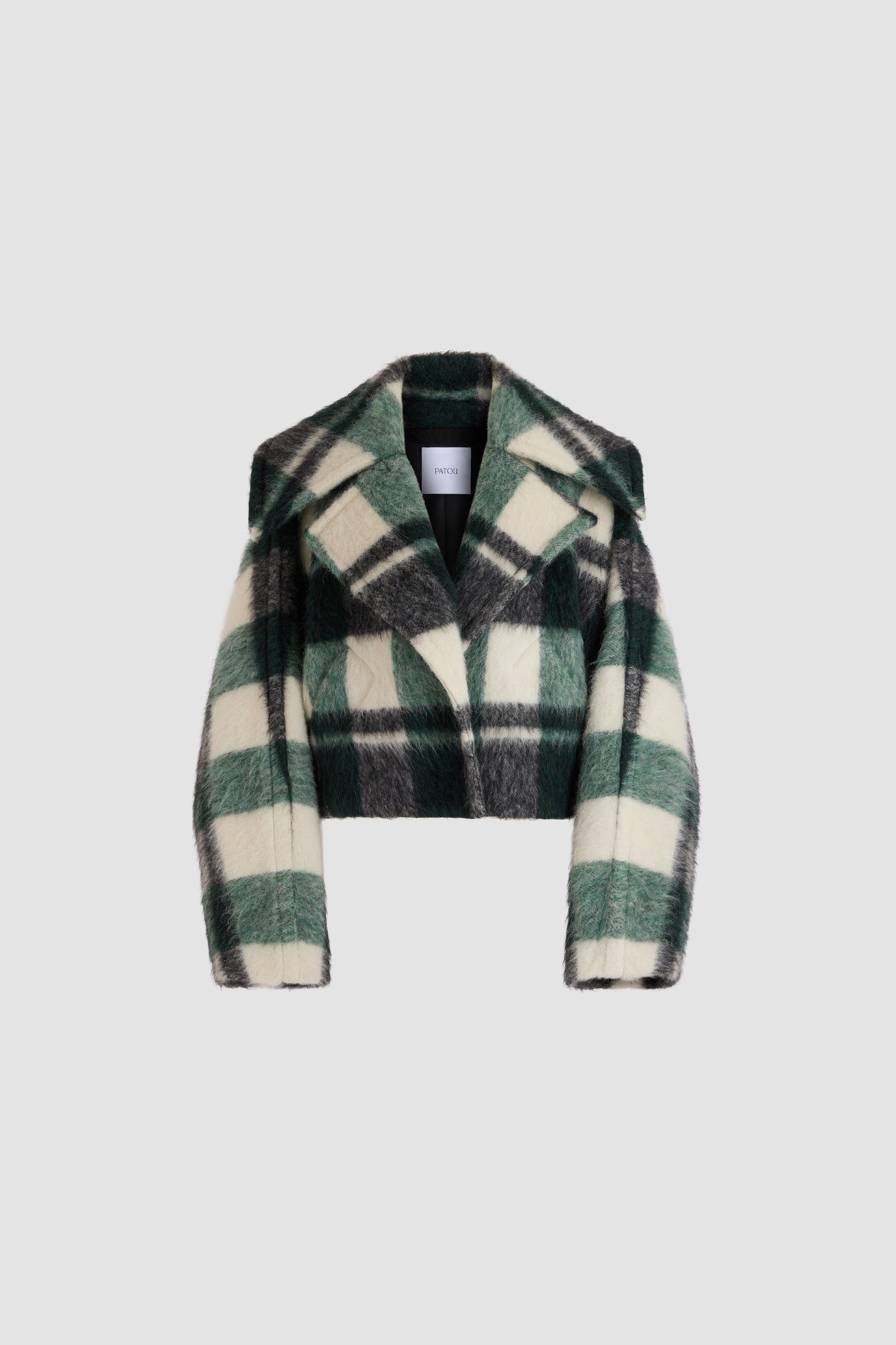 Patou H26CO04102715099 manteau laine tartan vert court