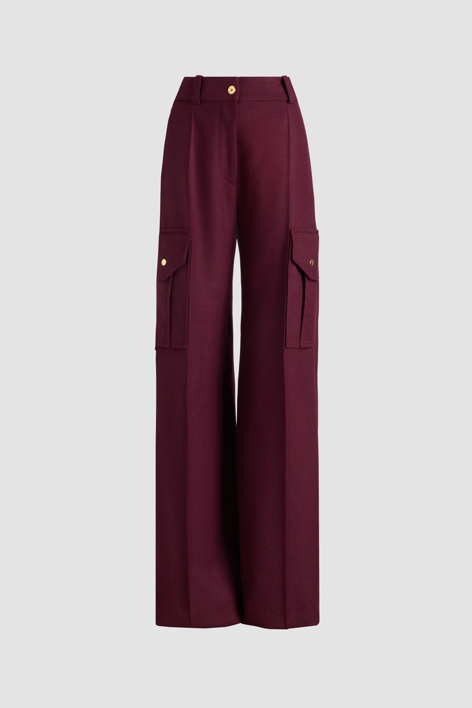 Patou H25TR0550189316R pantalon cargo évasé laine Syrah
