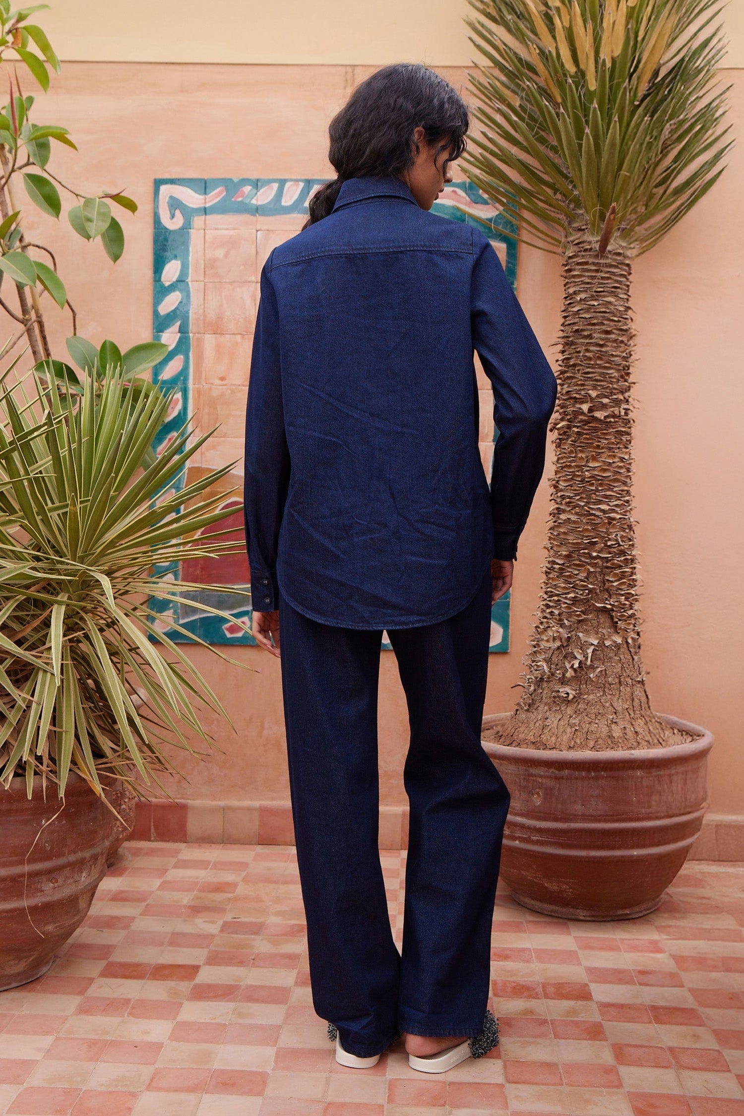 Alemais Delany chemise jean perlée coton