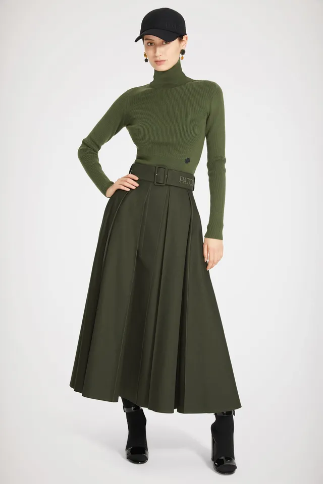 Patou Knitwear KN058 pull laine vert loden S