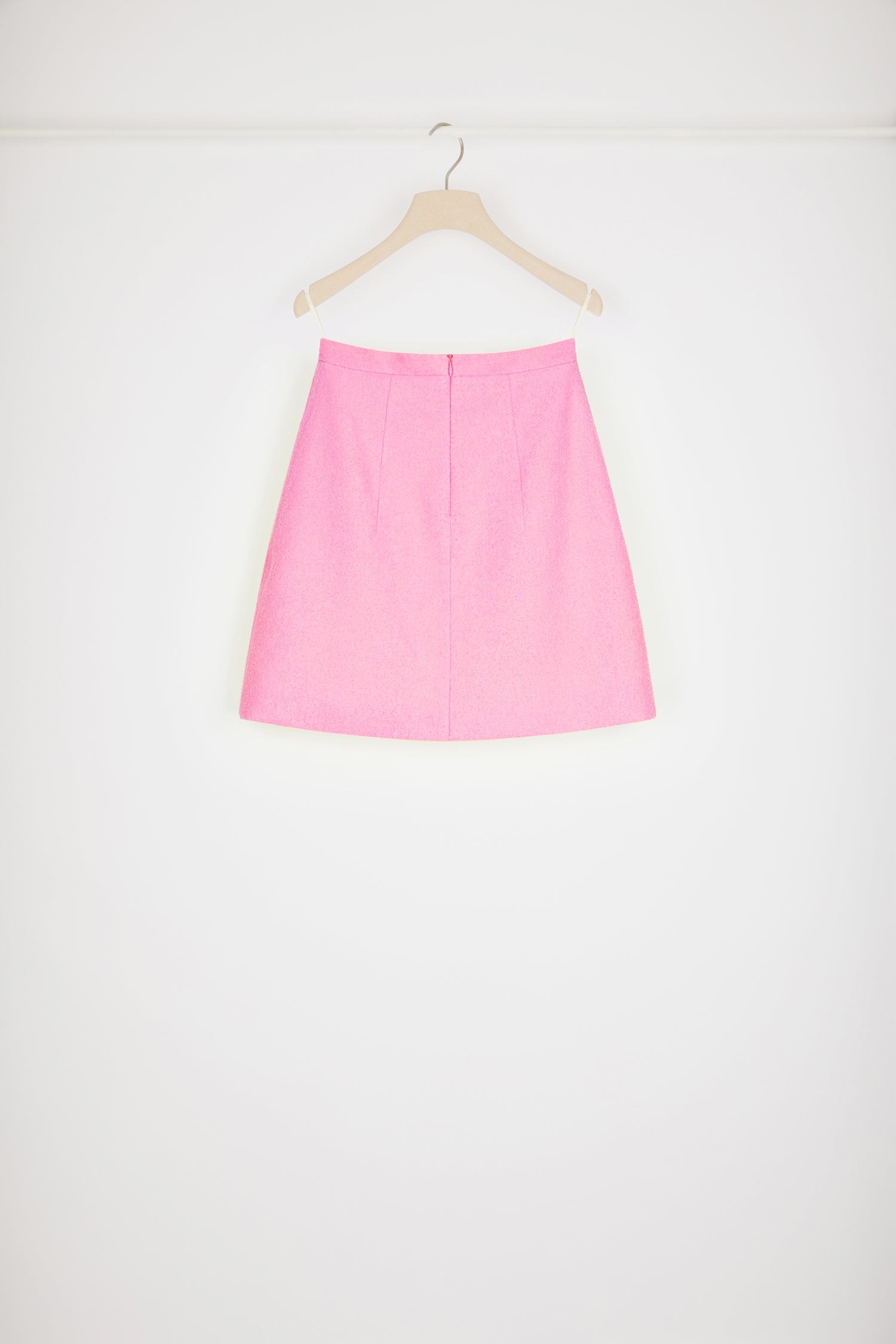 Patou SK036 mini-jupe trapèze rose tweed coton