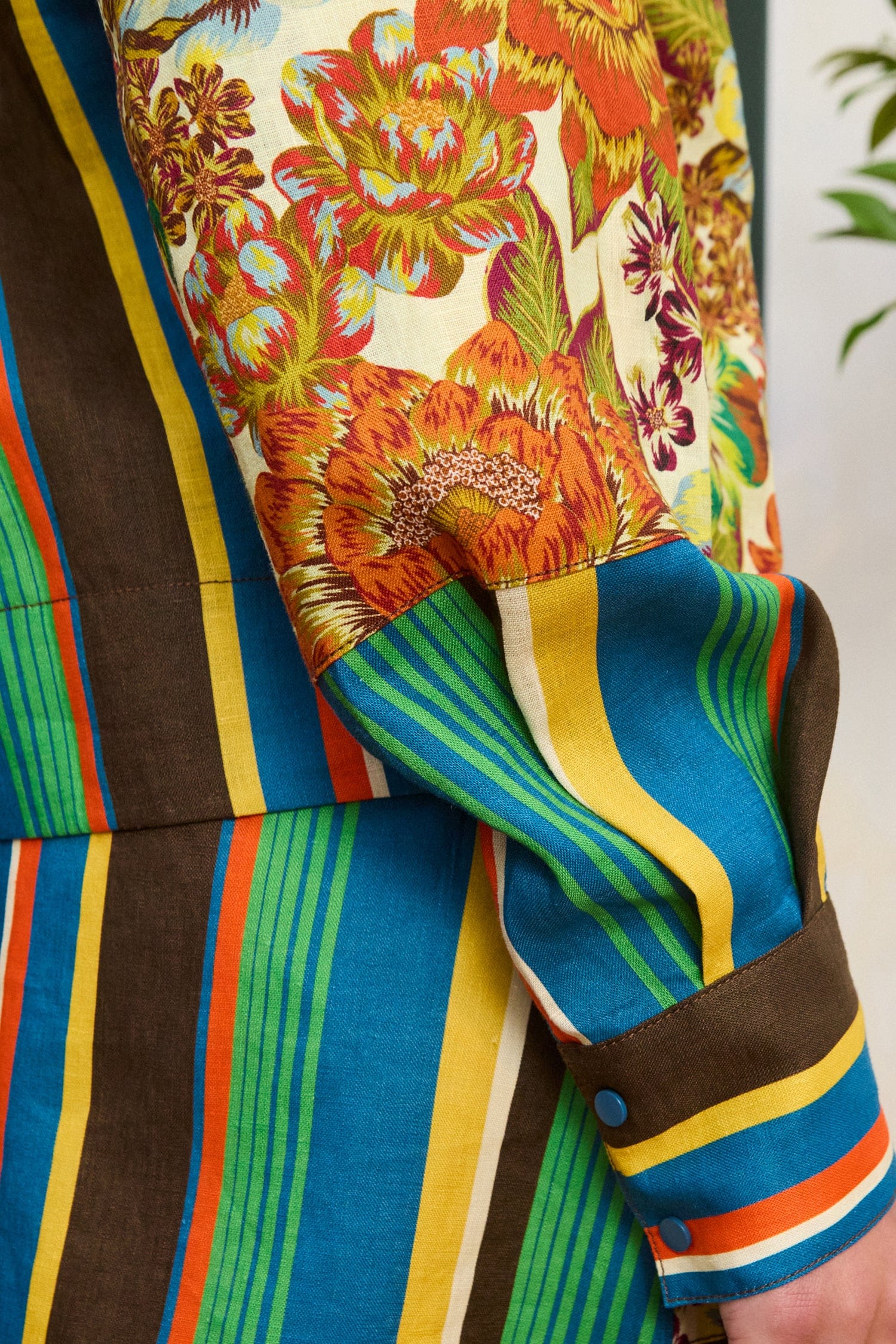 Alemais Charlie chemise en lin imprimé patchwork
