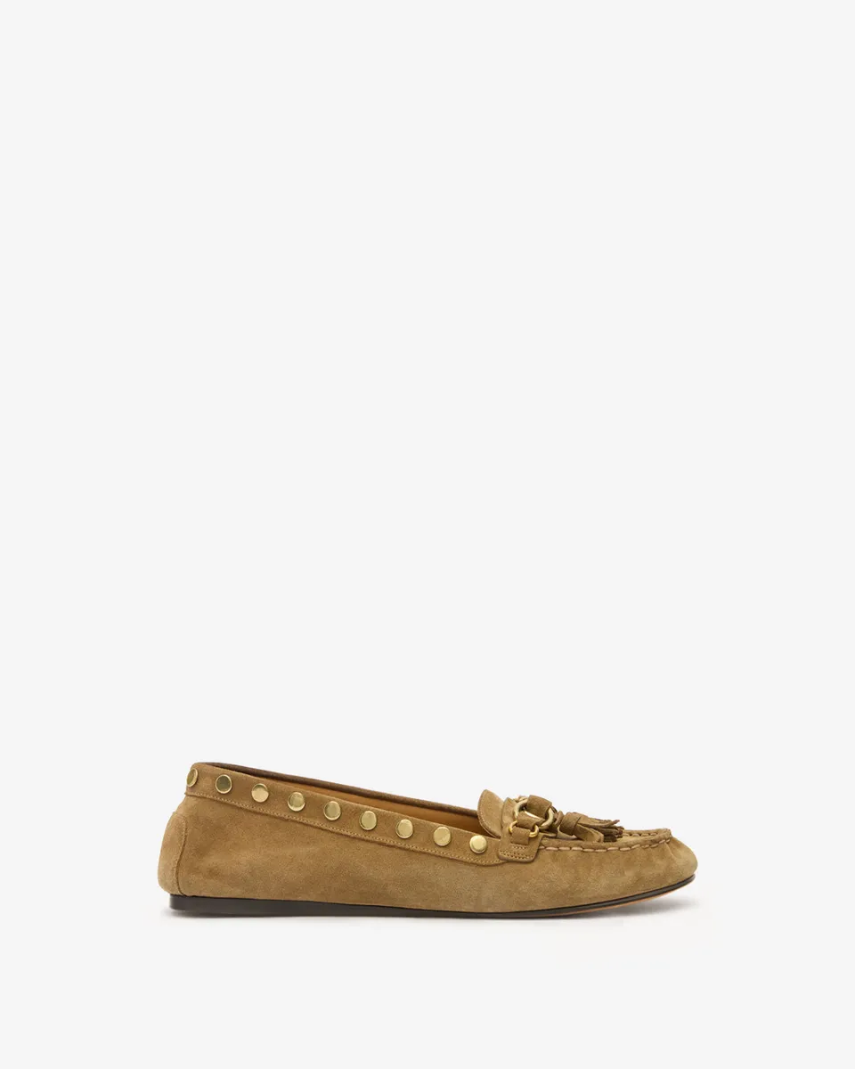 Isabel Marant Faxel MC0030FA mocassin cuir taupe pompons