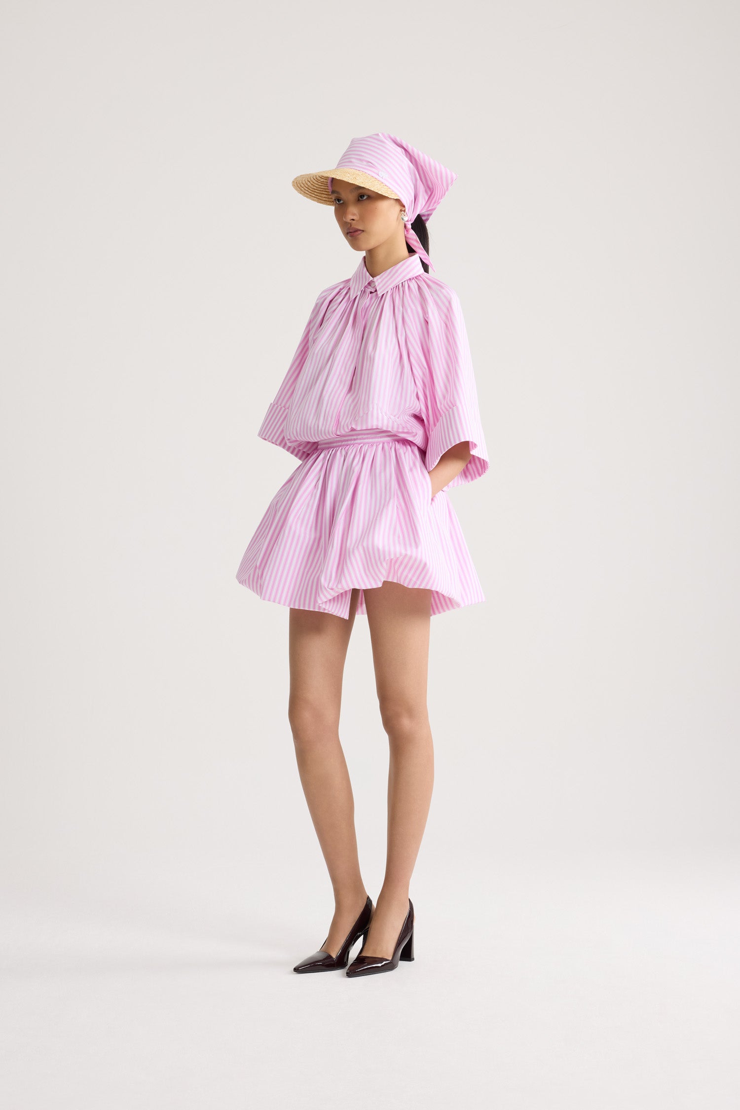 Patou Blouse rayée volumineuse coton bio Bougainvillea