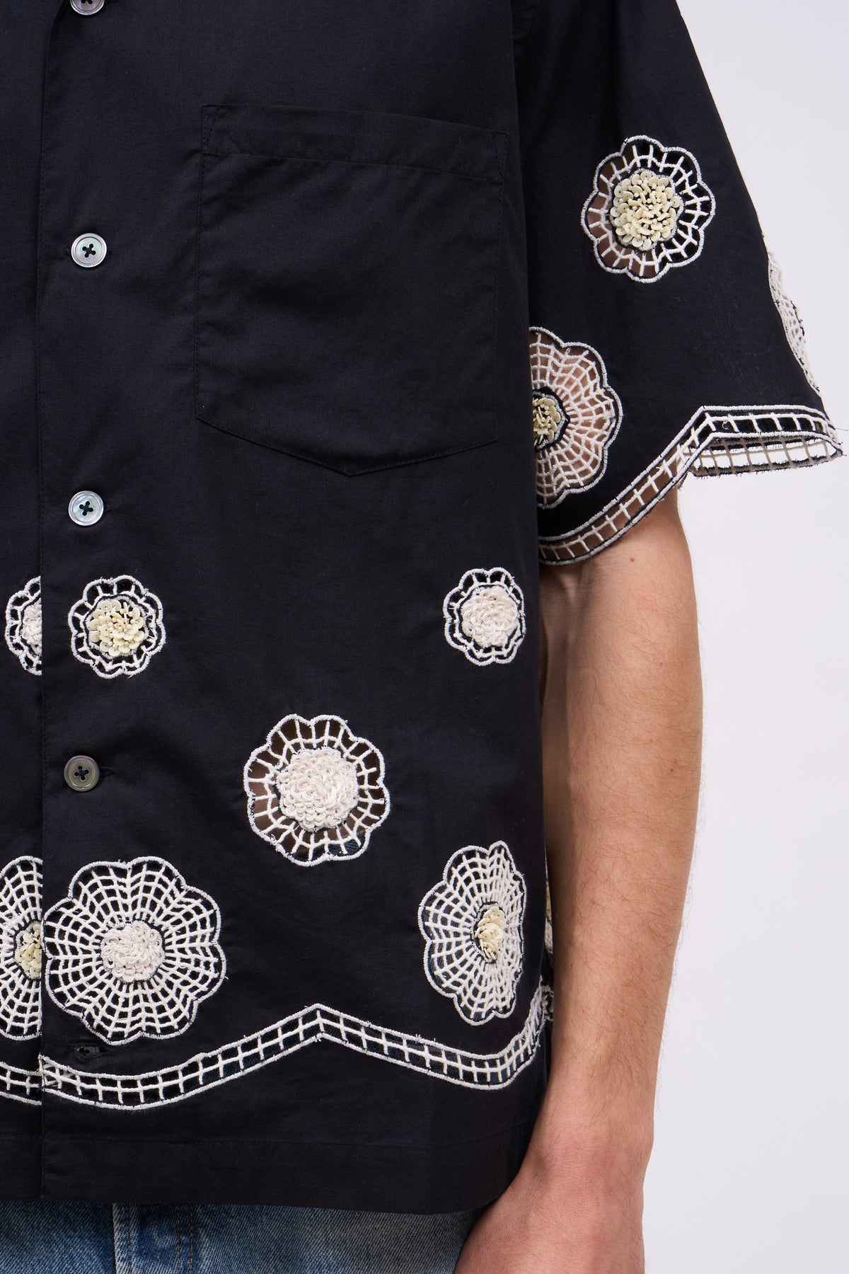 Paul & Joe Phoenix chemise coton brodée main manches courtes