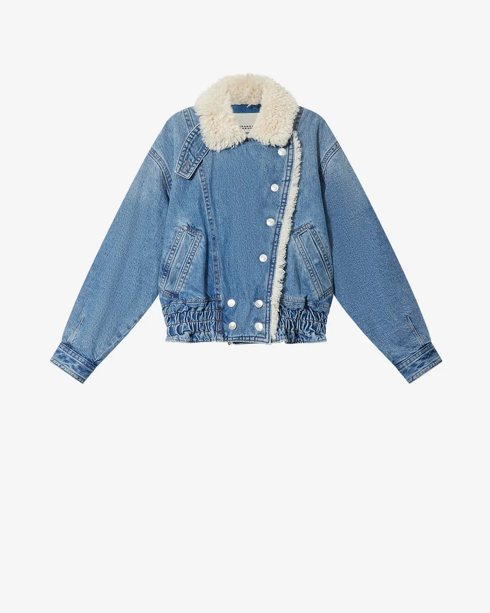 Isabel Marant Valineo veste denim bleu col fourrure