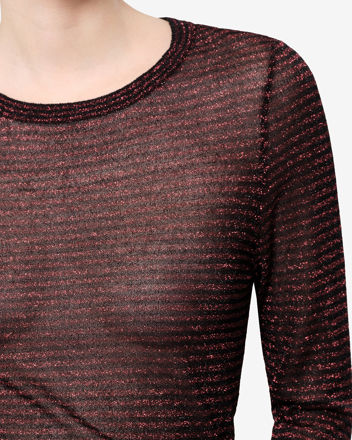 Isabel Marant Cenaya pull noir-rouge lurex rayé