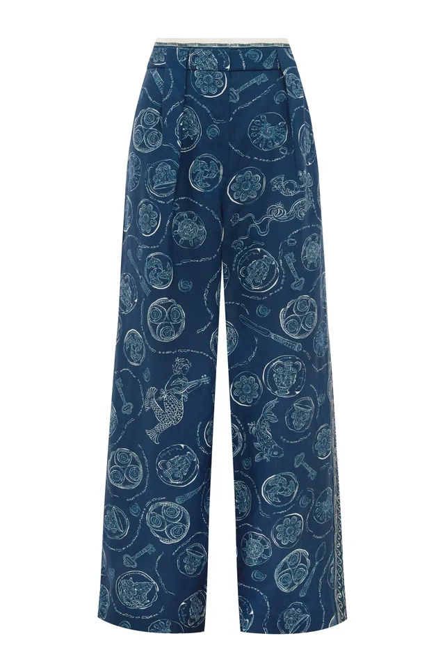 Alemaïs Lucky pantalon large lin taille haute imprimé