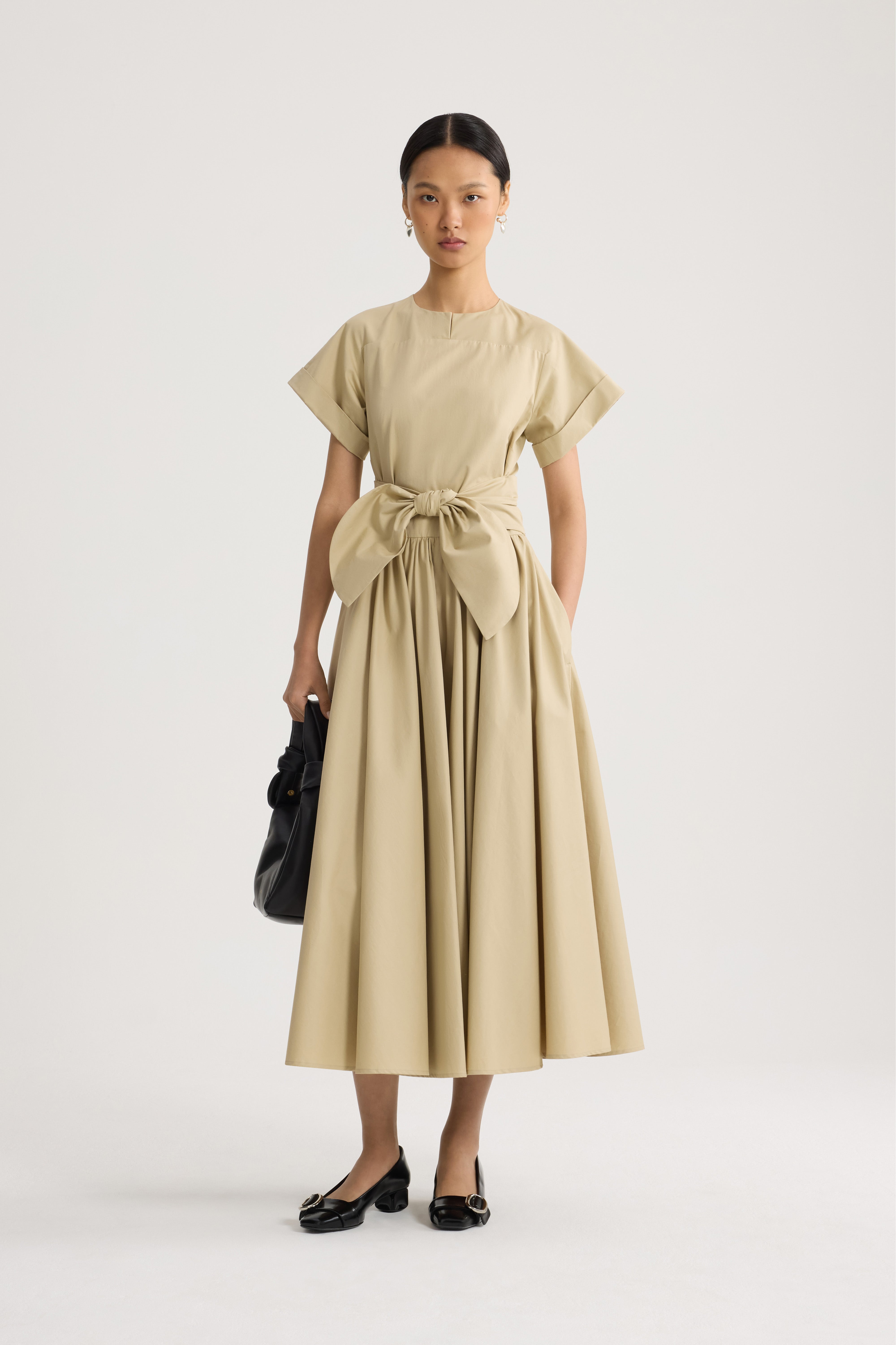Patou DR241 robe midi coton bio Safari Sand manches courtes