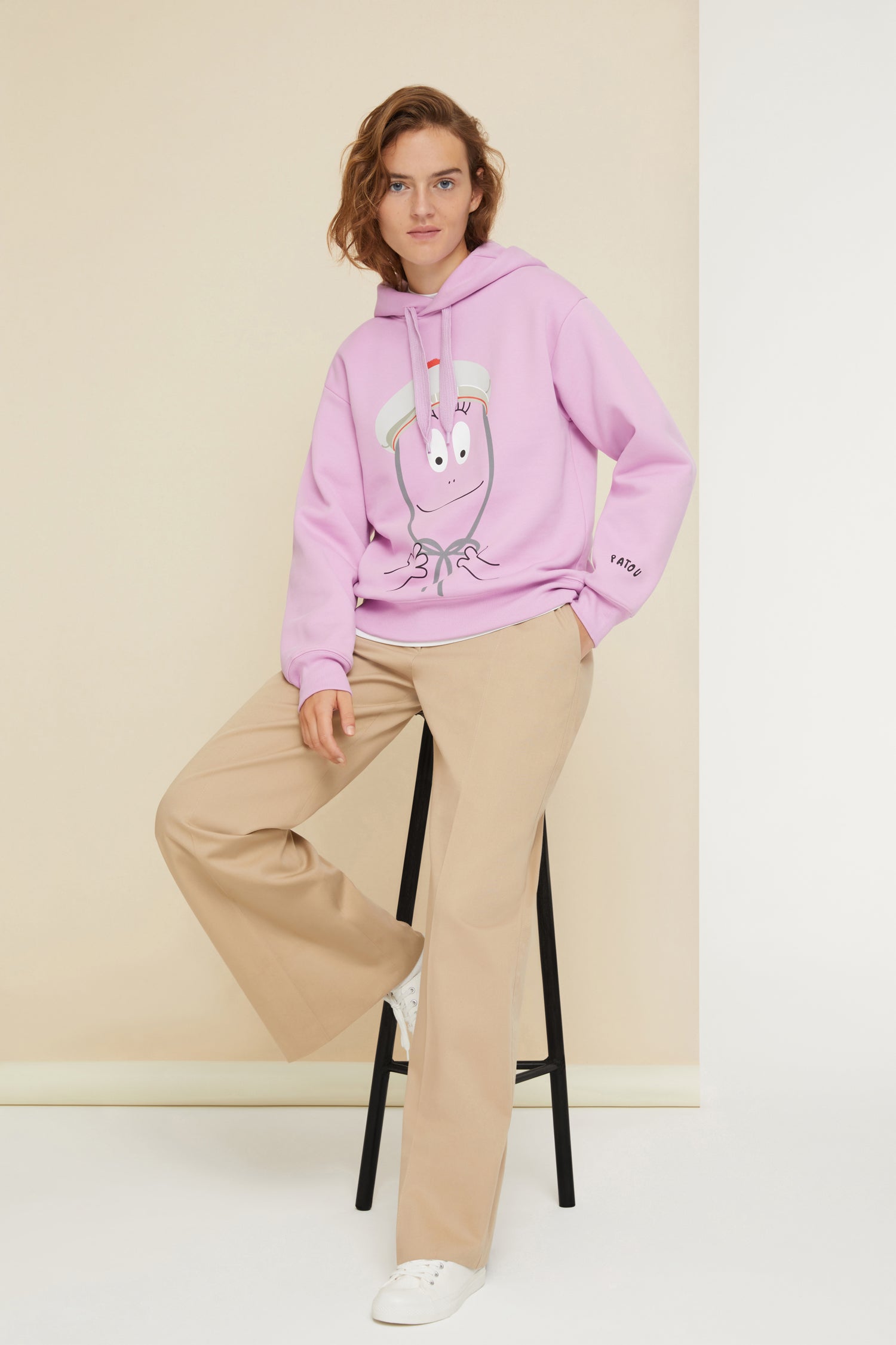 Patou Barbapapa JE048 sweat à capuche coton bio lilas