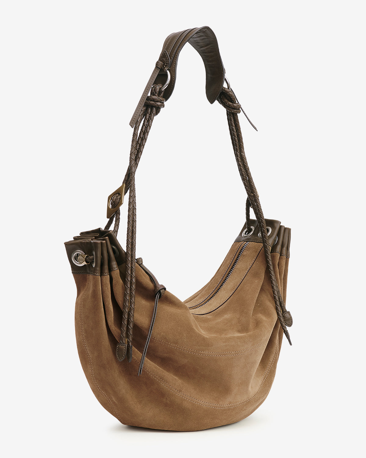 Isabel Marant Maia Large sac demi-lune cuir taupe