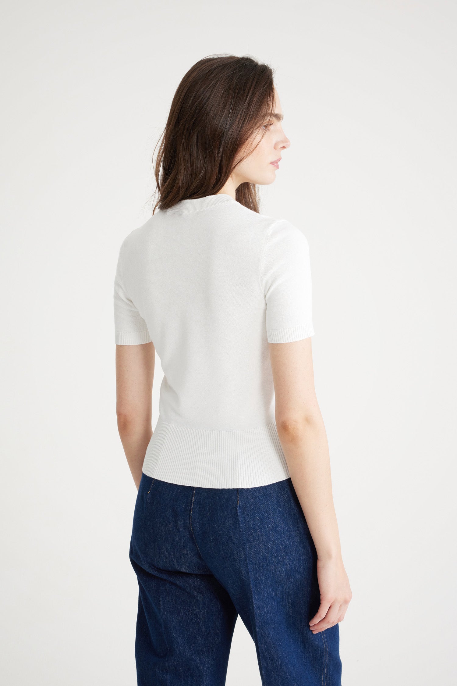 Patou KN182 haut tricot coton White logo rose
