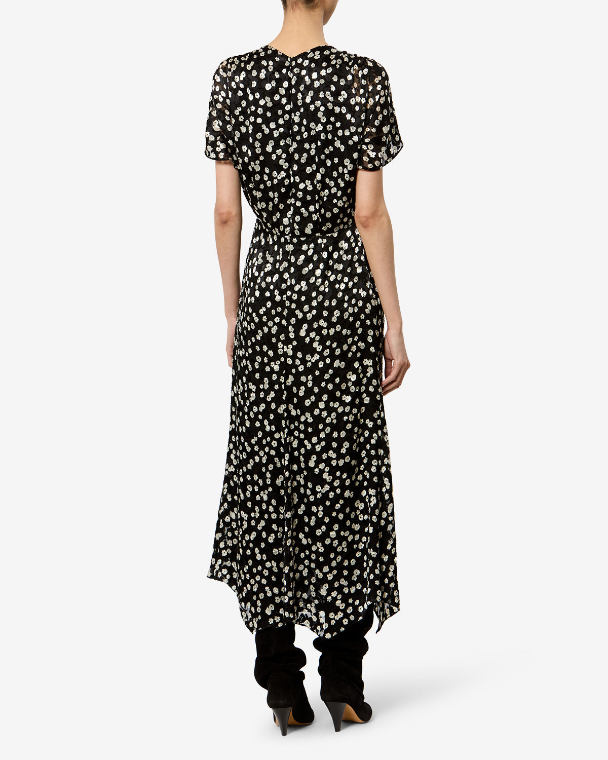 Isabel Marant Herva robe longue noir et écru soie