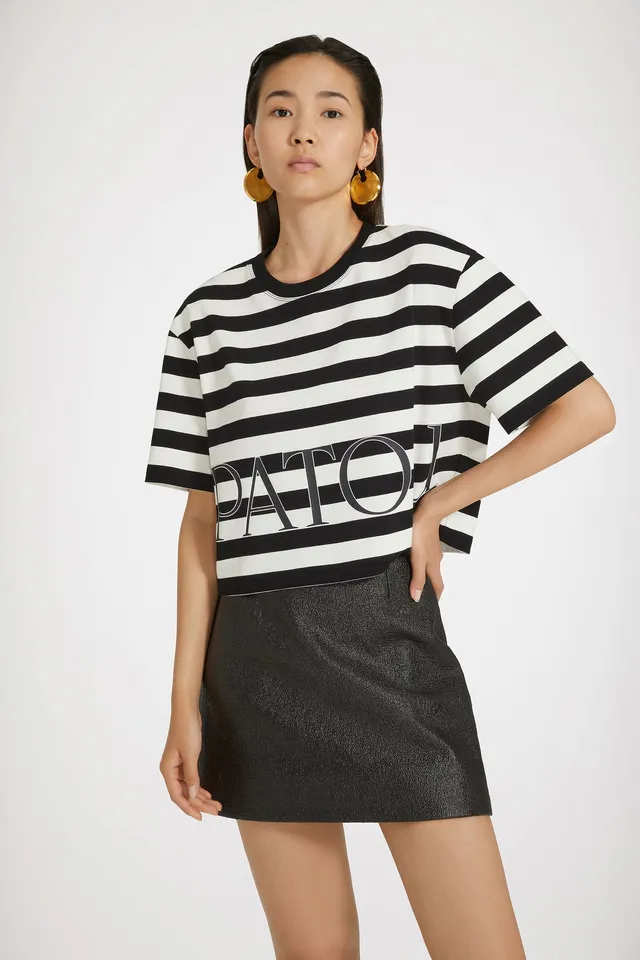 Patou JE1099990911B t-shirt coton bio rayé noir gris